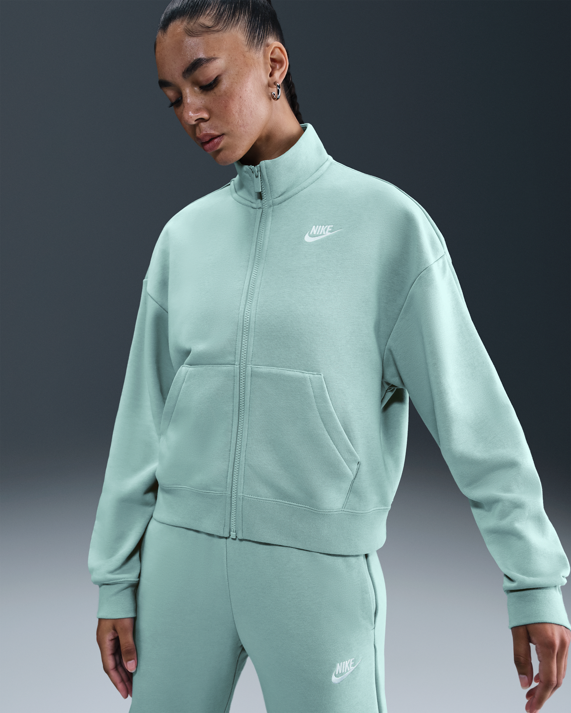 Nike Sportswear Club Fleece Women's Loose Track Jacket - Cannon/White