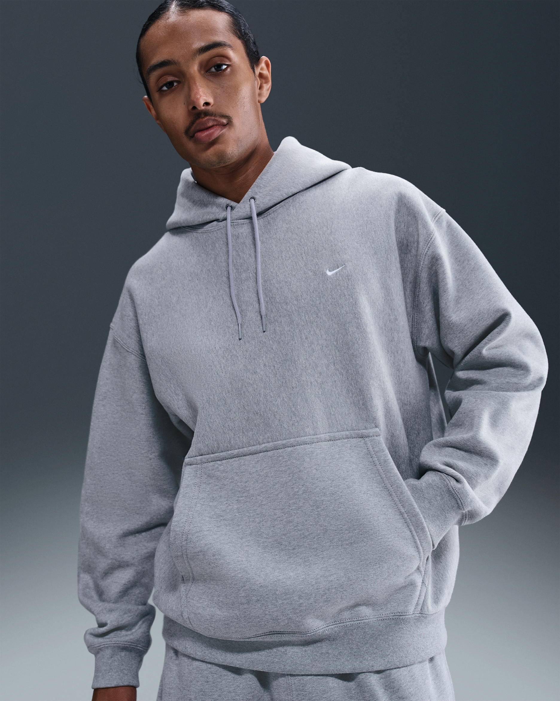 Nike Solo Swoosh Dessuadora amb caputxa - Home - Gris fosc jaspiat/Light Smoke Grey/Blanc