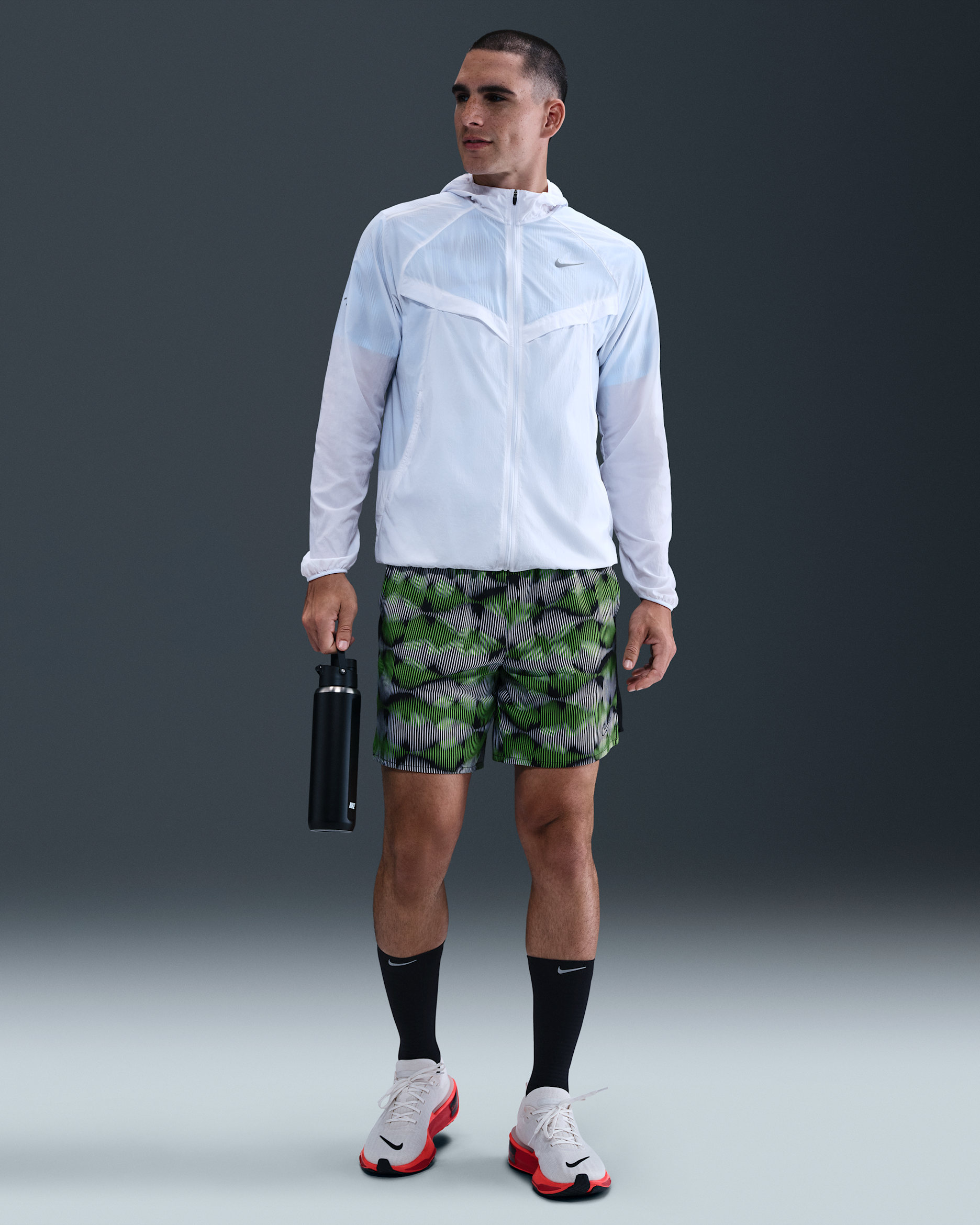 Nike Challenger Men's 18cm (approx.) Brief-Lined Running Shorts - Black/Green Strike/White/Metallic Silver