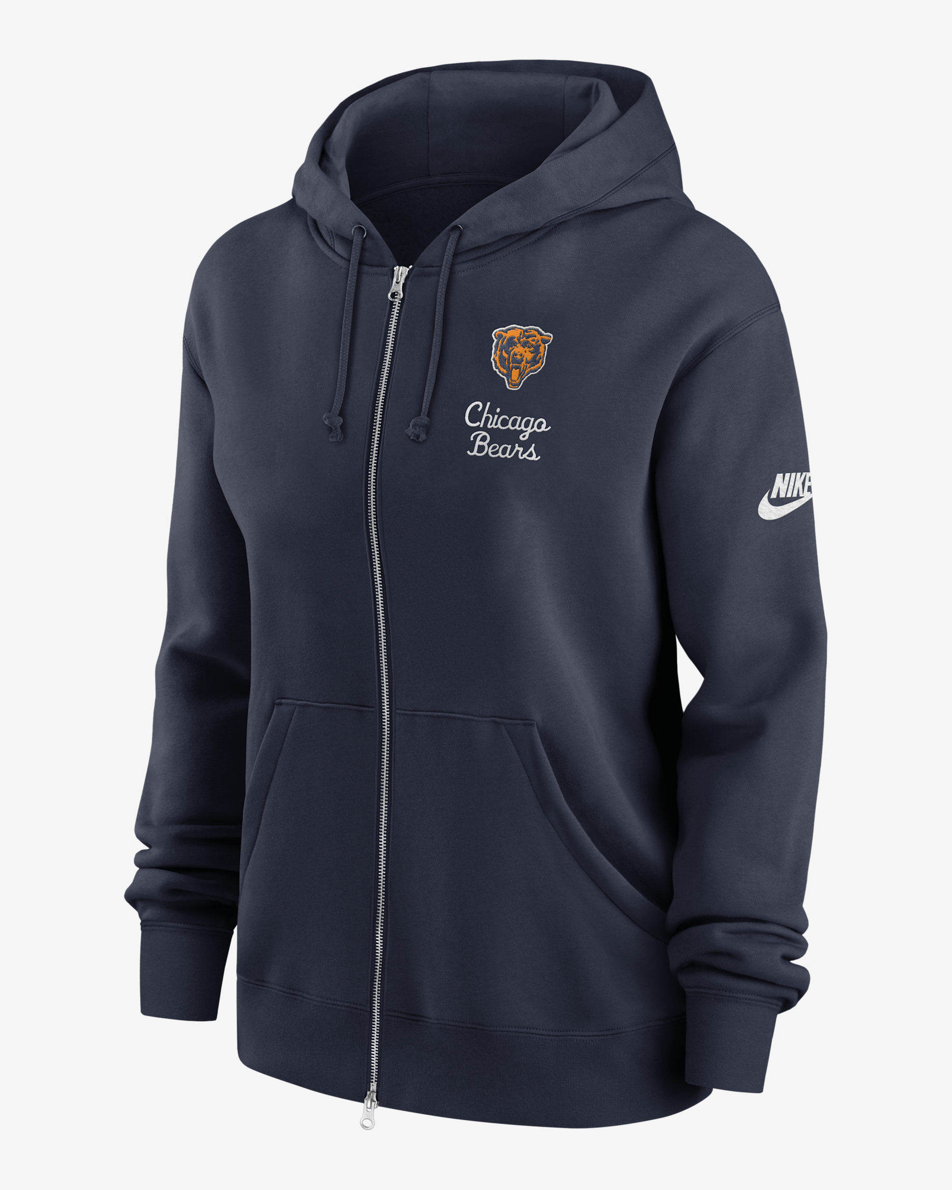 Sudadera con gorro Nike de la NFL de cierre completo para mujer Chicago Bears Phoenix Rewind - Azul marino