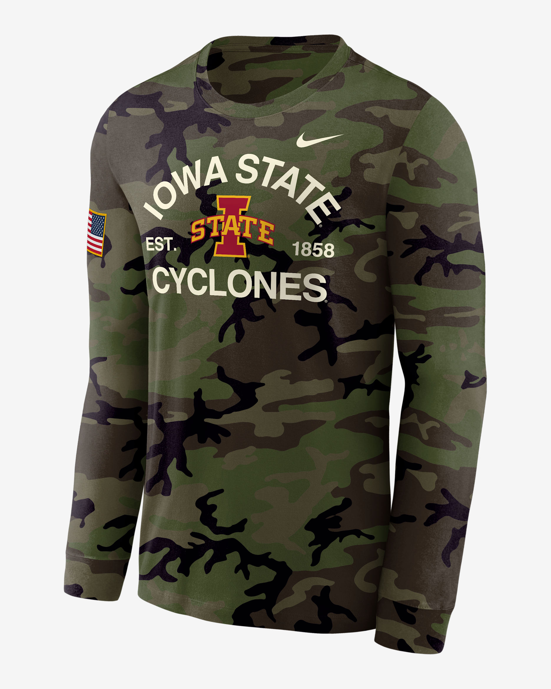 Playera de manga larga Nike Dri-FIT para hombre Iowa State Cyclones Legend - Oliva medio/Verde camuflaje