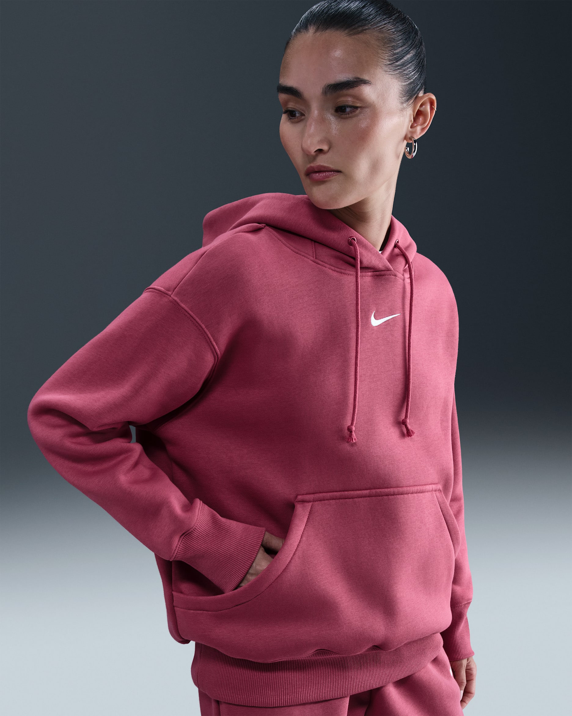 나이키 스포츠웨어 피닉스 플리스 여성 오버사이즈 풀오버 후디 - 스위트 비트/세일