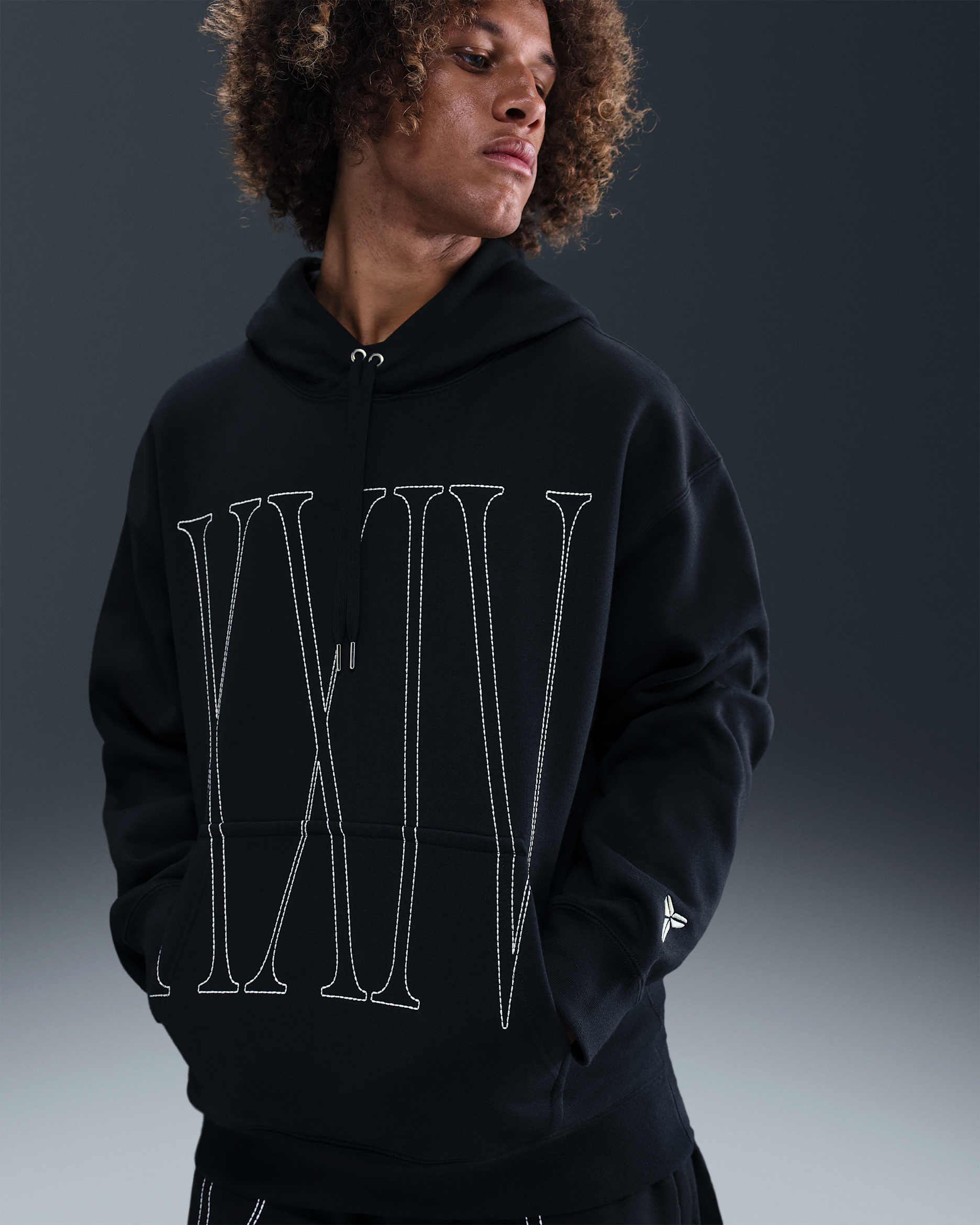 Kobe Men's Pullover Basketball Hoodie - Black/White