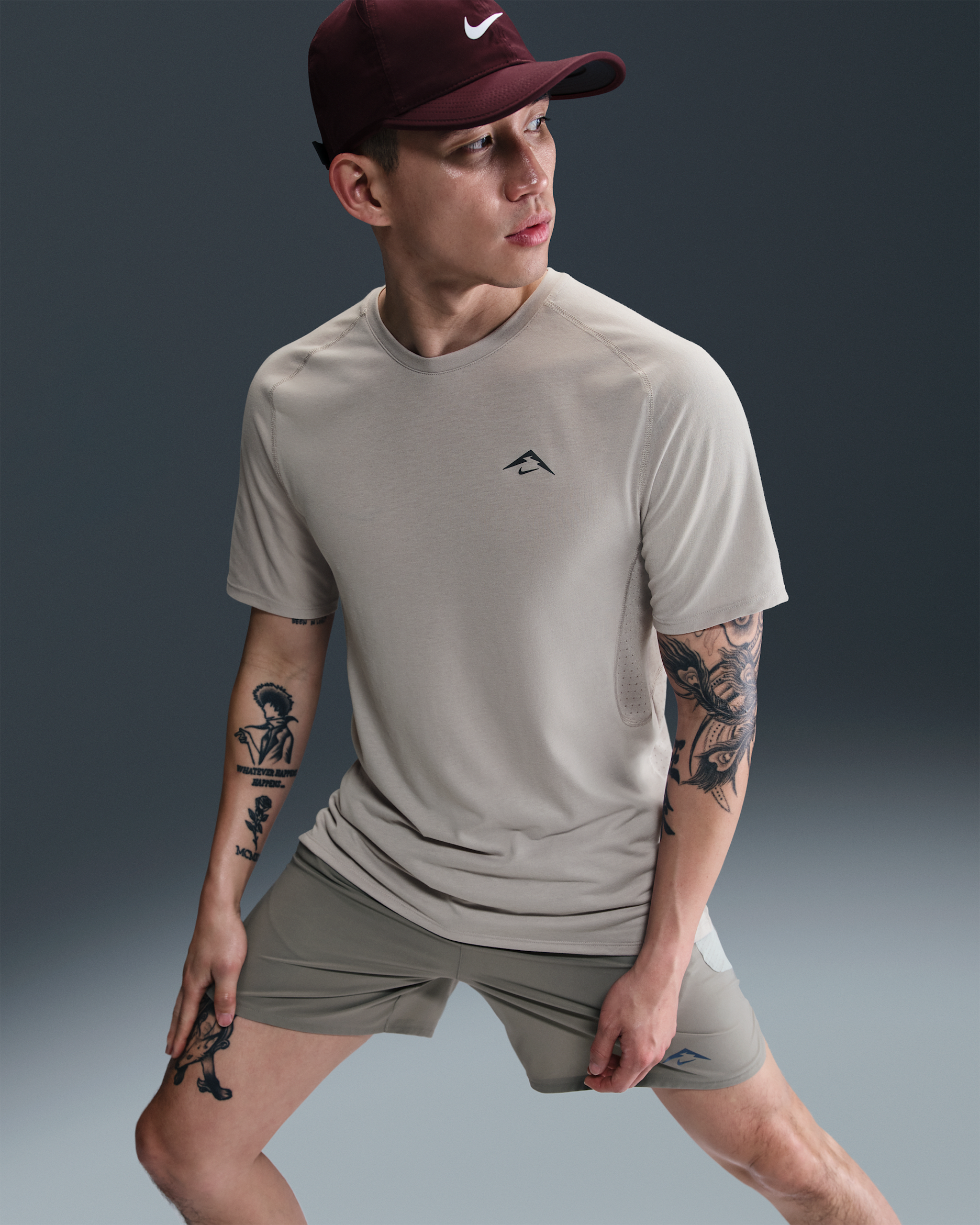 เสื้อวิ่งแขนสั้นผู้ชาย Dri-FIT ADV Nike Solar Chase - College Grey/ดำ