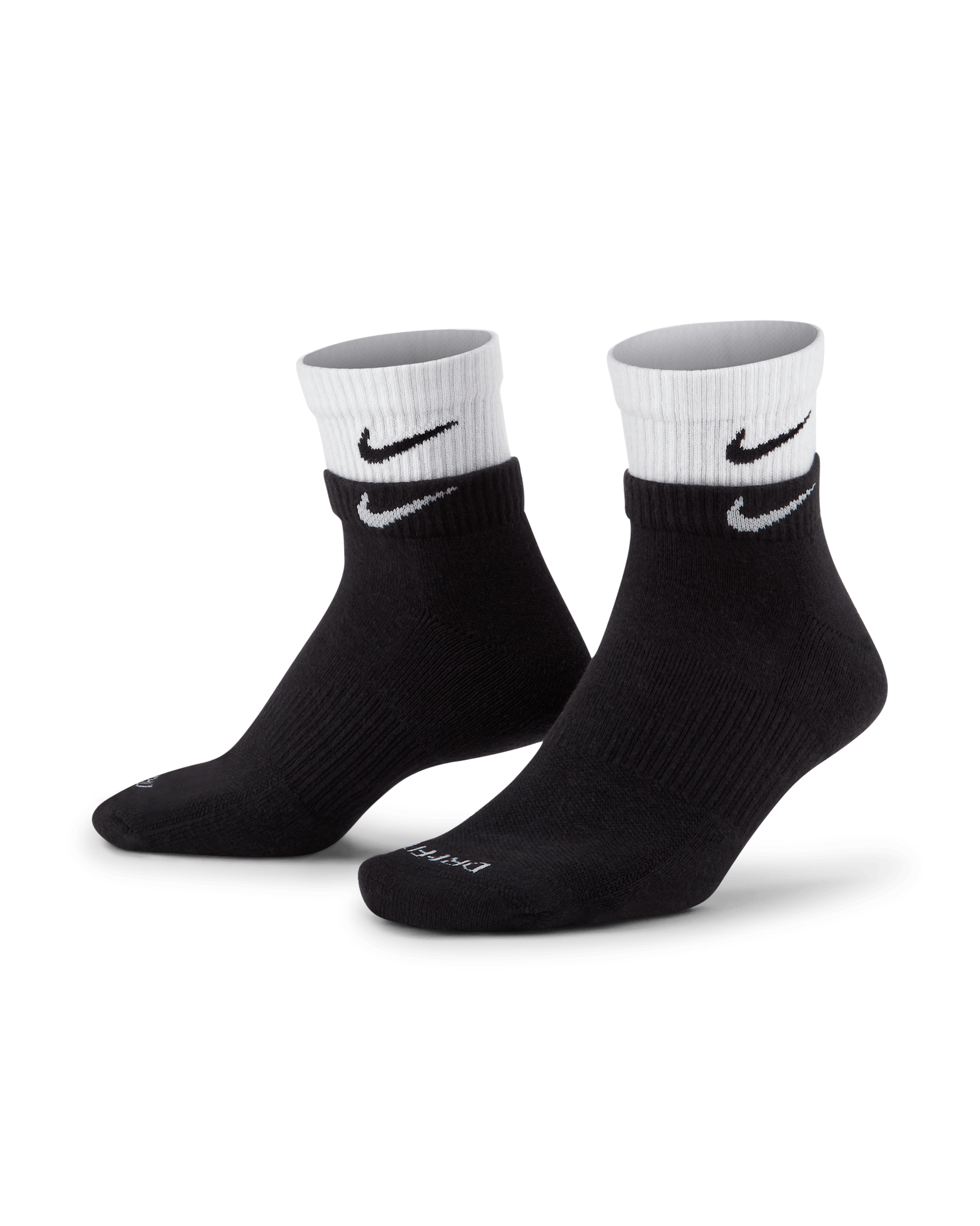 Nike Everyday Plus Cushioned 訓練過踝襪 - 黑色/白色/黑色