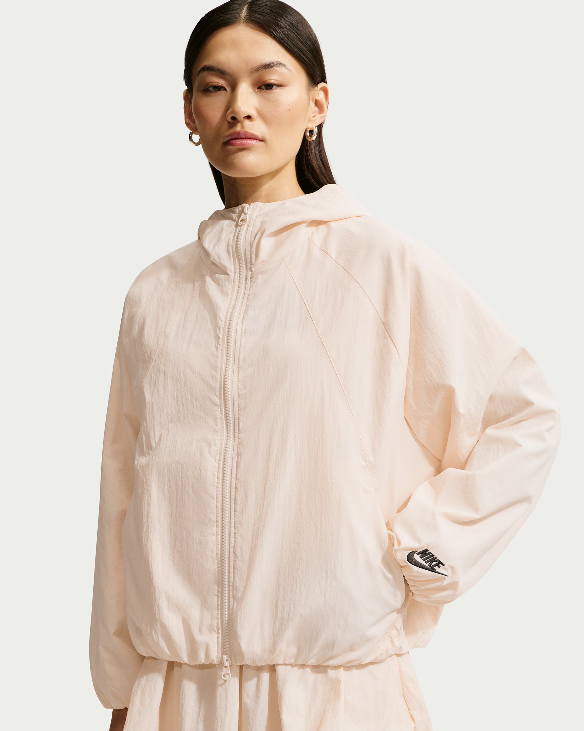 나이키 스포츠웨어 여성 오버사이즈 후드 재킷 - 초크/블랙