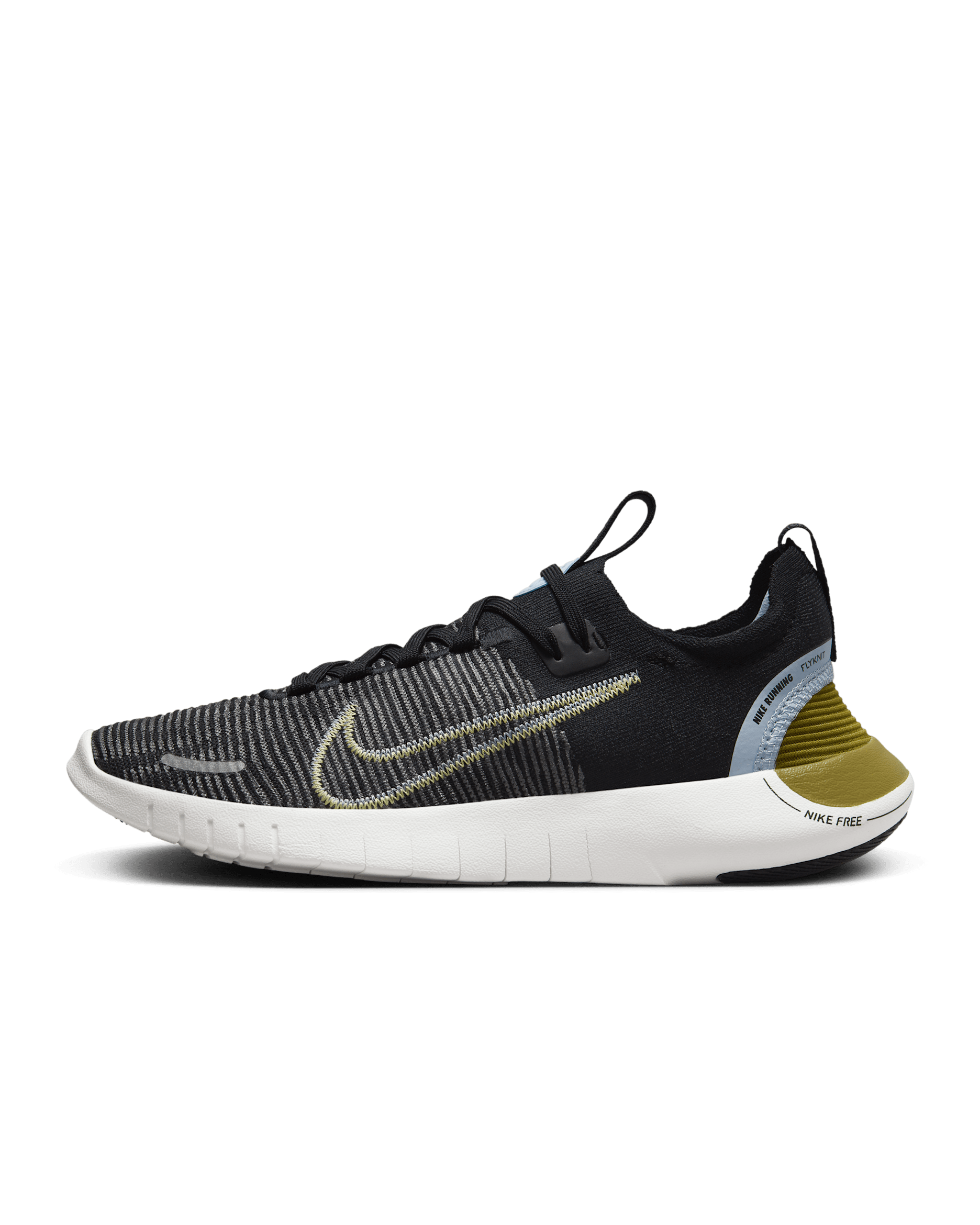 Nike Free RN NN Women's Road Running Shoes - Black/Iron Grey/Light Armoury Blue/Soft Yellow