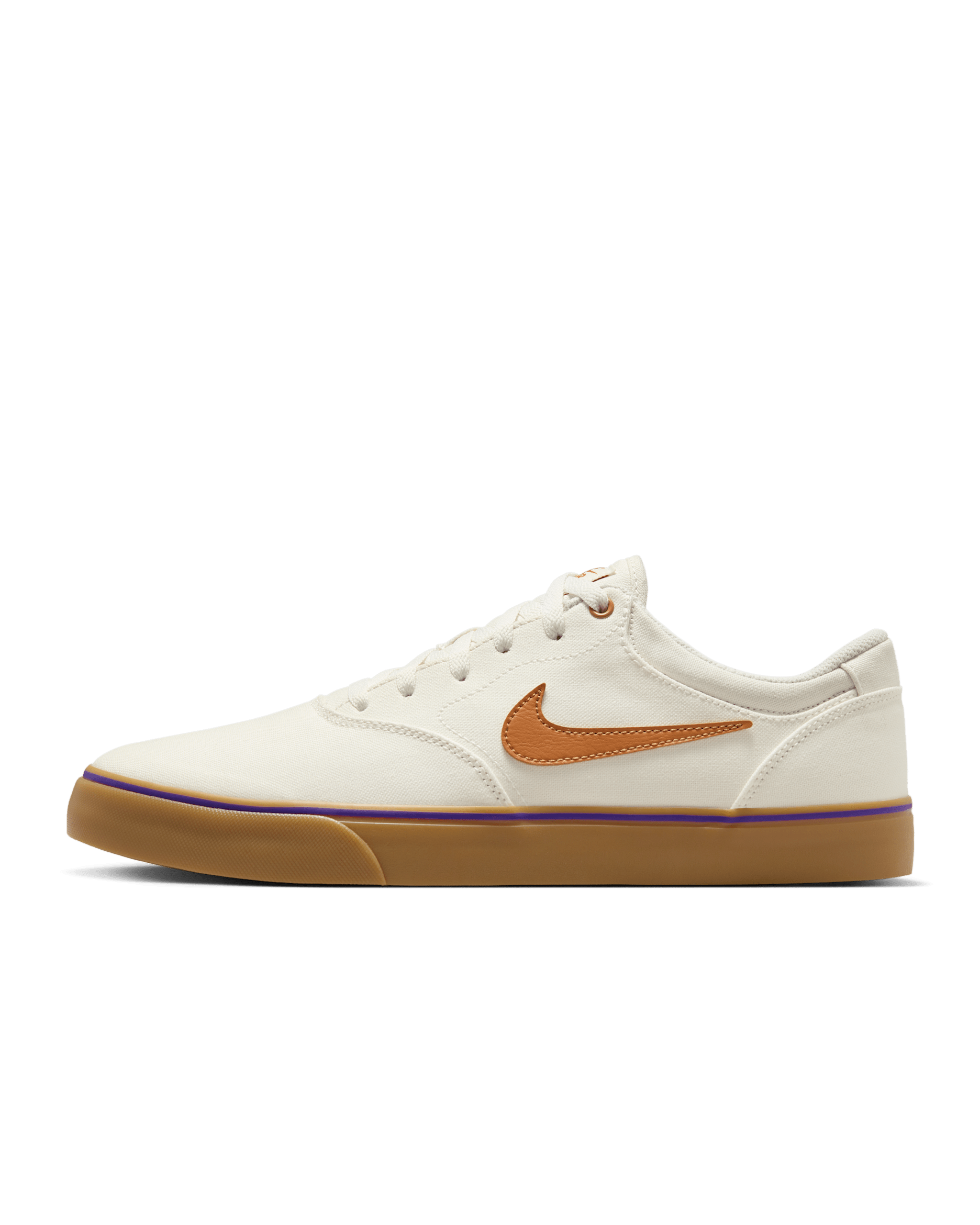 Nike SB Chron 2 Canvas Skate Shoe - Summit White/Summit White/Gum Light Brown/Monarch