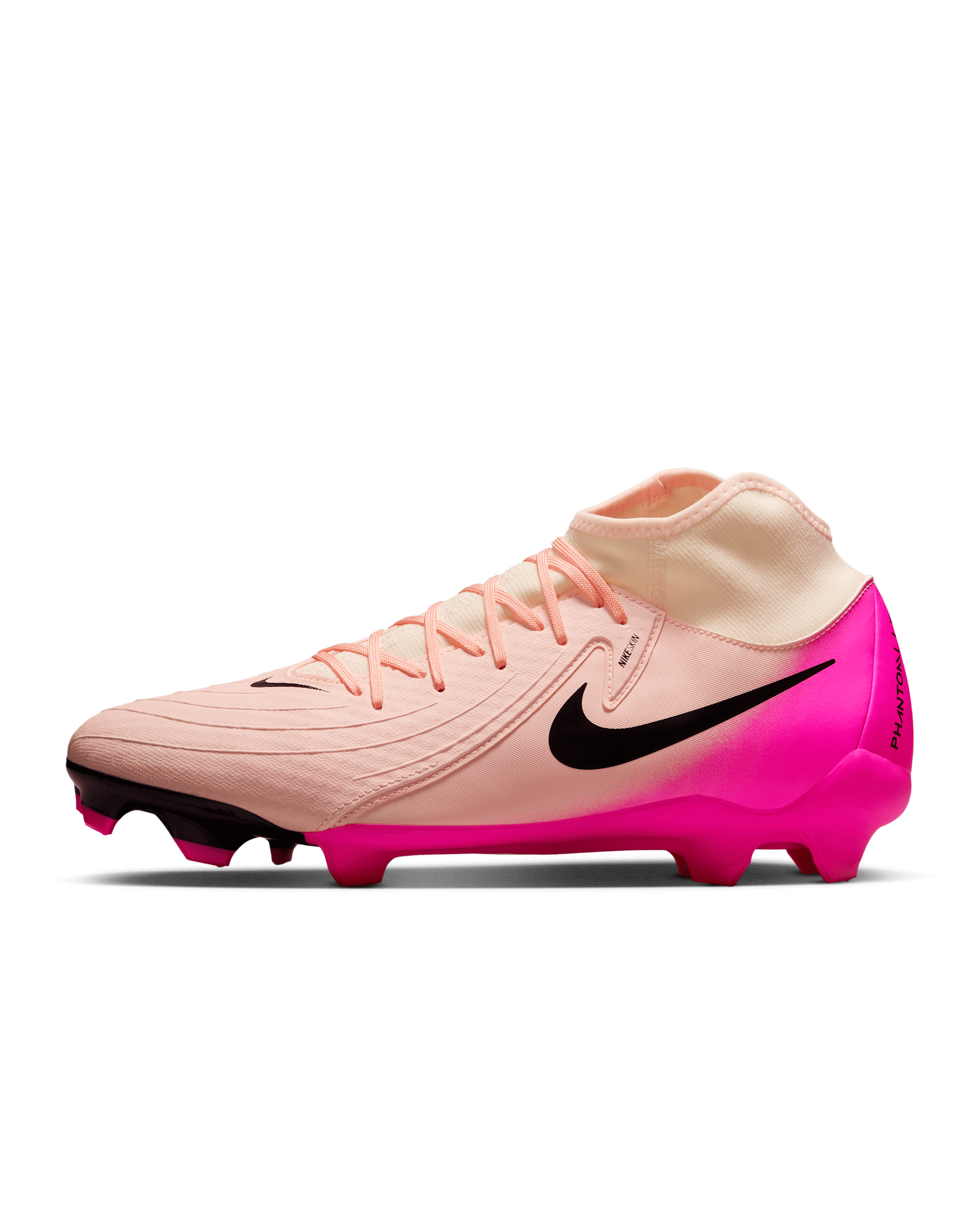 Tacos de fútbol para terrenos múltiples de corte high Nike Phantom Luna 2 Academy - Tinte carmesí/Avalancha rosa/Negro
