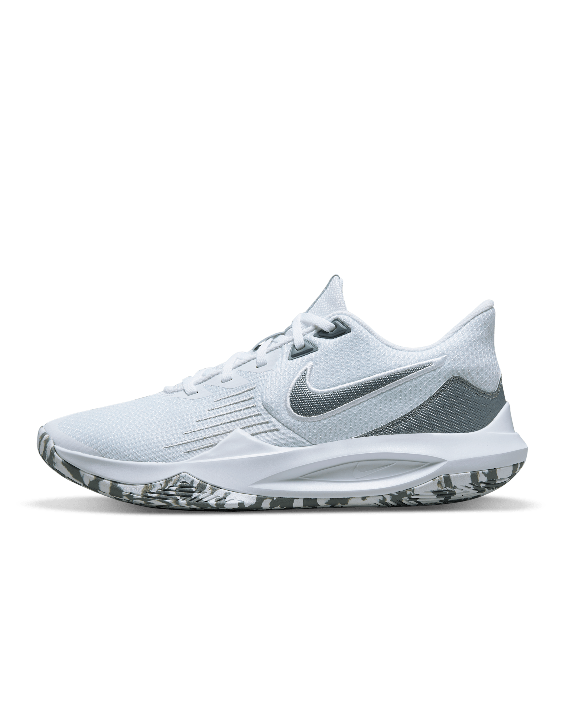 Nike Precision 5 籃球鞋 - 白色/Wolf Grey/Cool Grey/Metallic Cool Grey