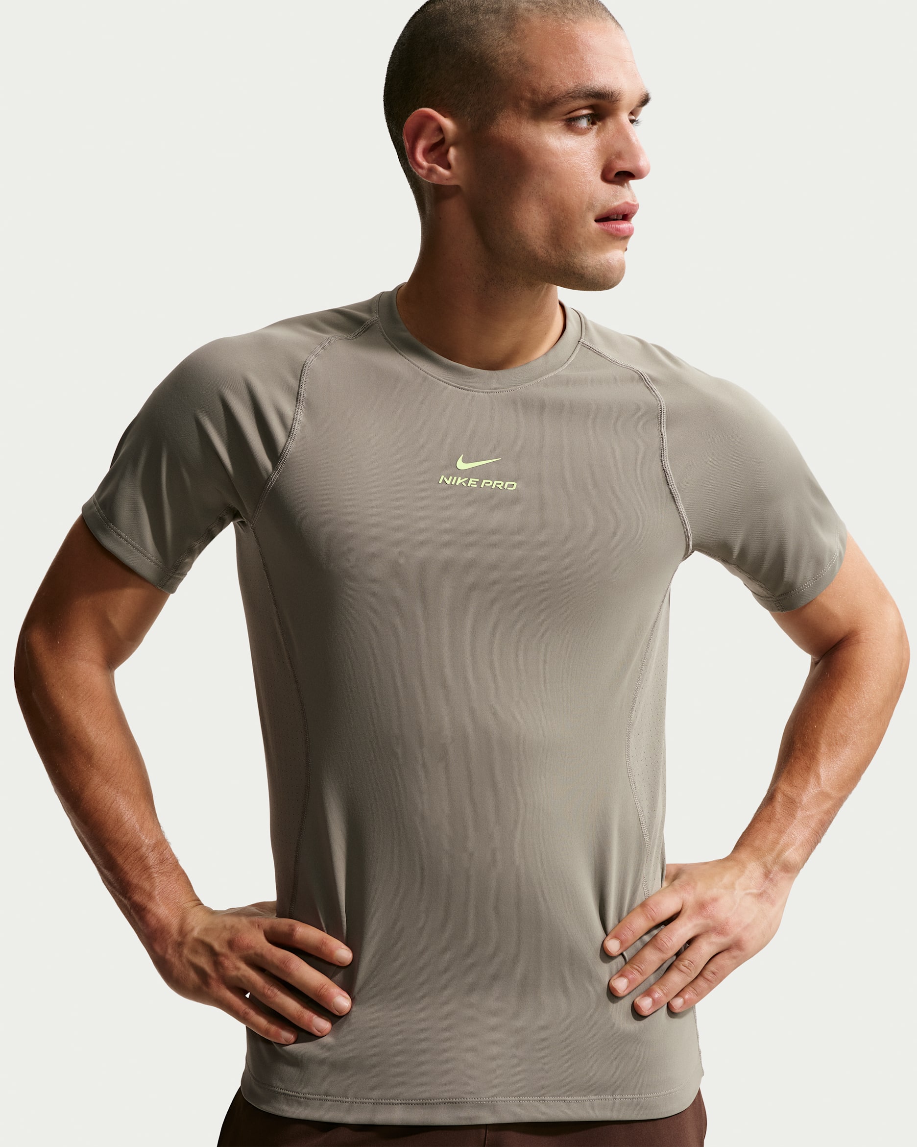 Nike Pro Training Men's Dri-FIT Short-Sleeve Top - Light Army/Light Liquid Lime