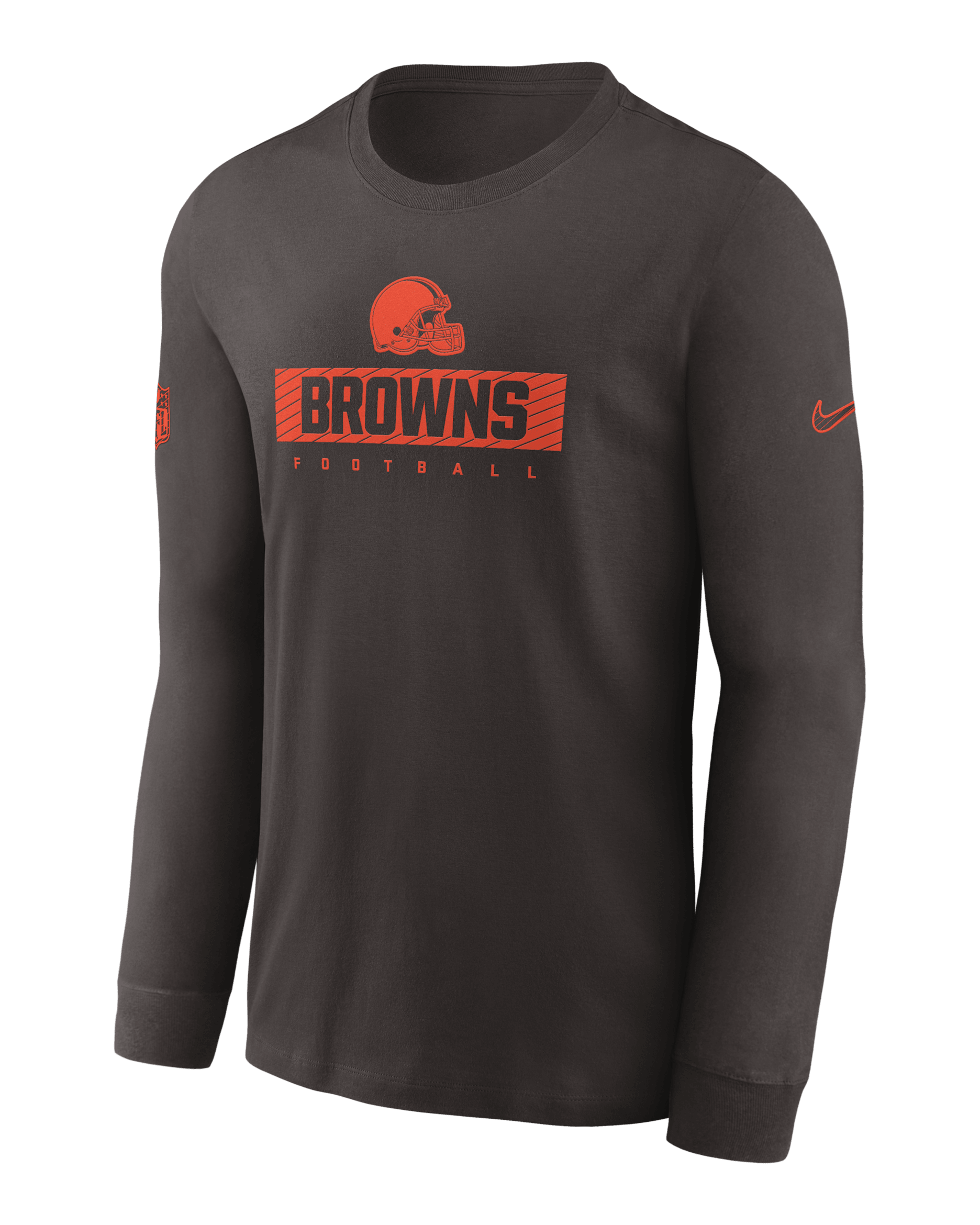 Cleveland Browns Sideline Team Issue Men's Nike Dri-FIT NFL Long-Sleeve T-Shirt - Brown