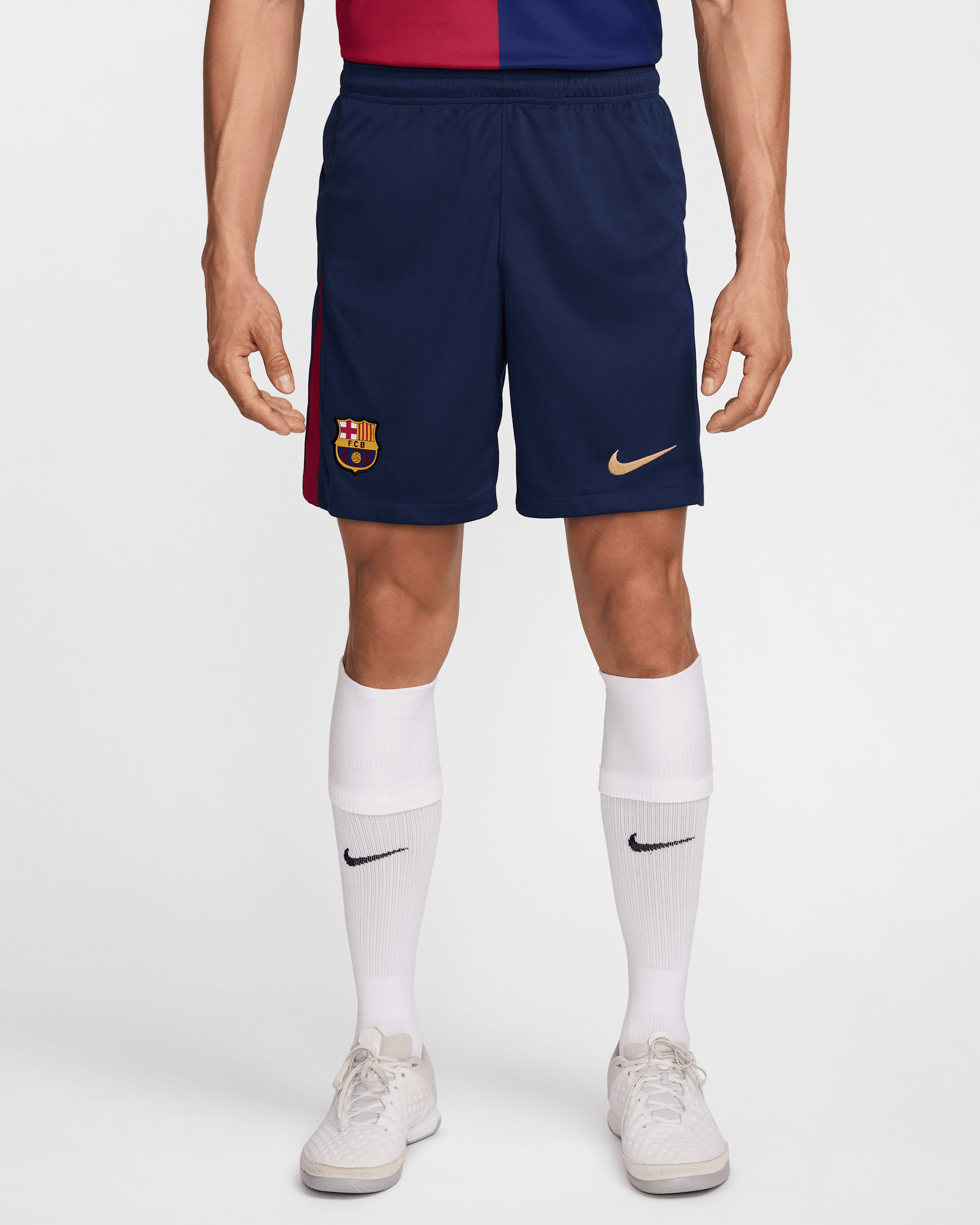 F.C. Barcelona 2024/25 Stadium Home Men's Nike Dri-FIT Football Replica Shorts - Midnight Navy/Noble Red/Deep Royal Blue/Club Gold
