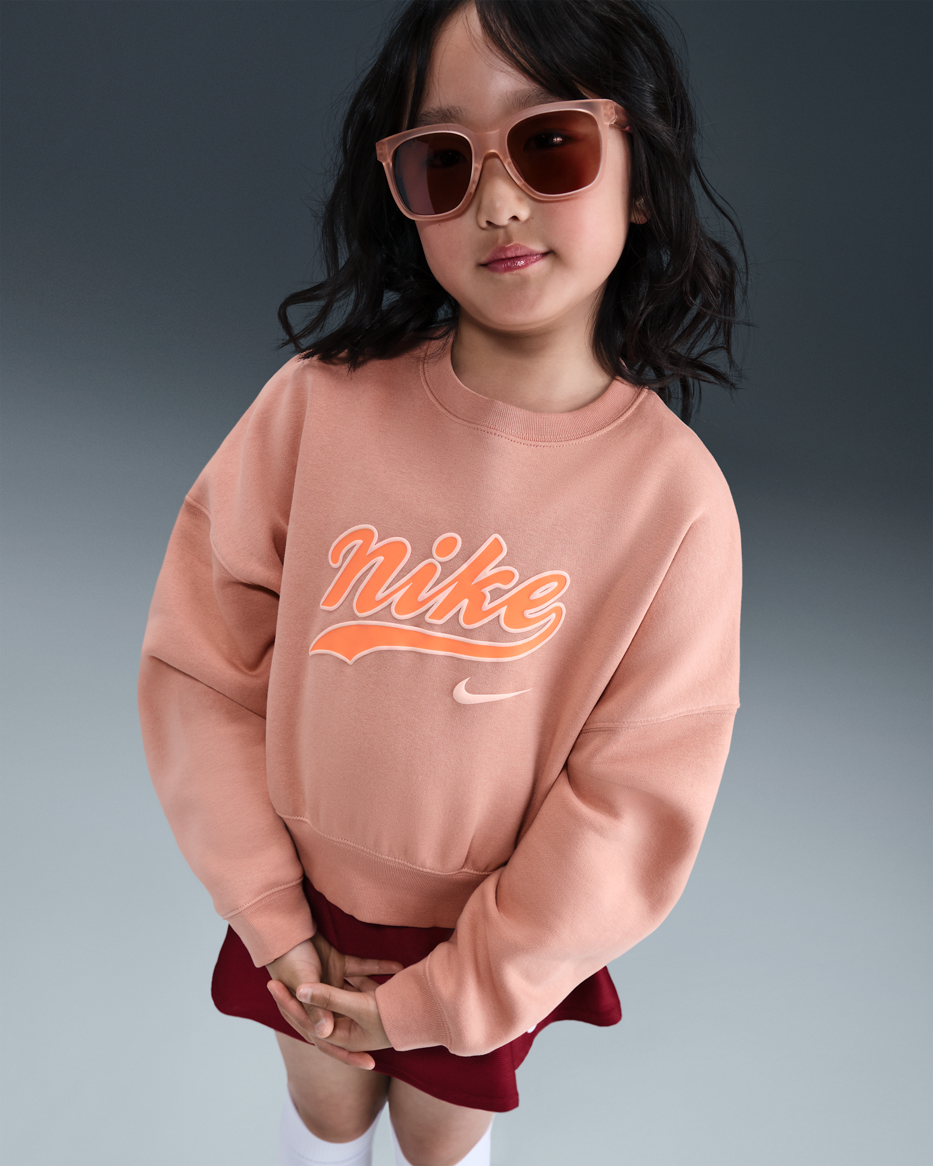 Nike Sportswear Older Kids' (Girls') Cropped Fleece Sweatshirt - Rose Gold/Marrakesh
