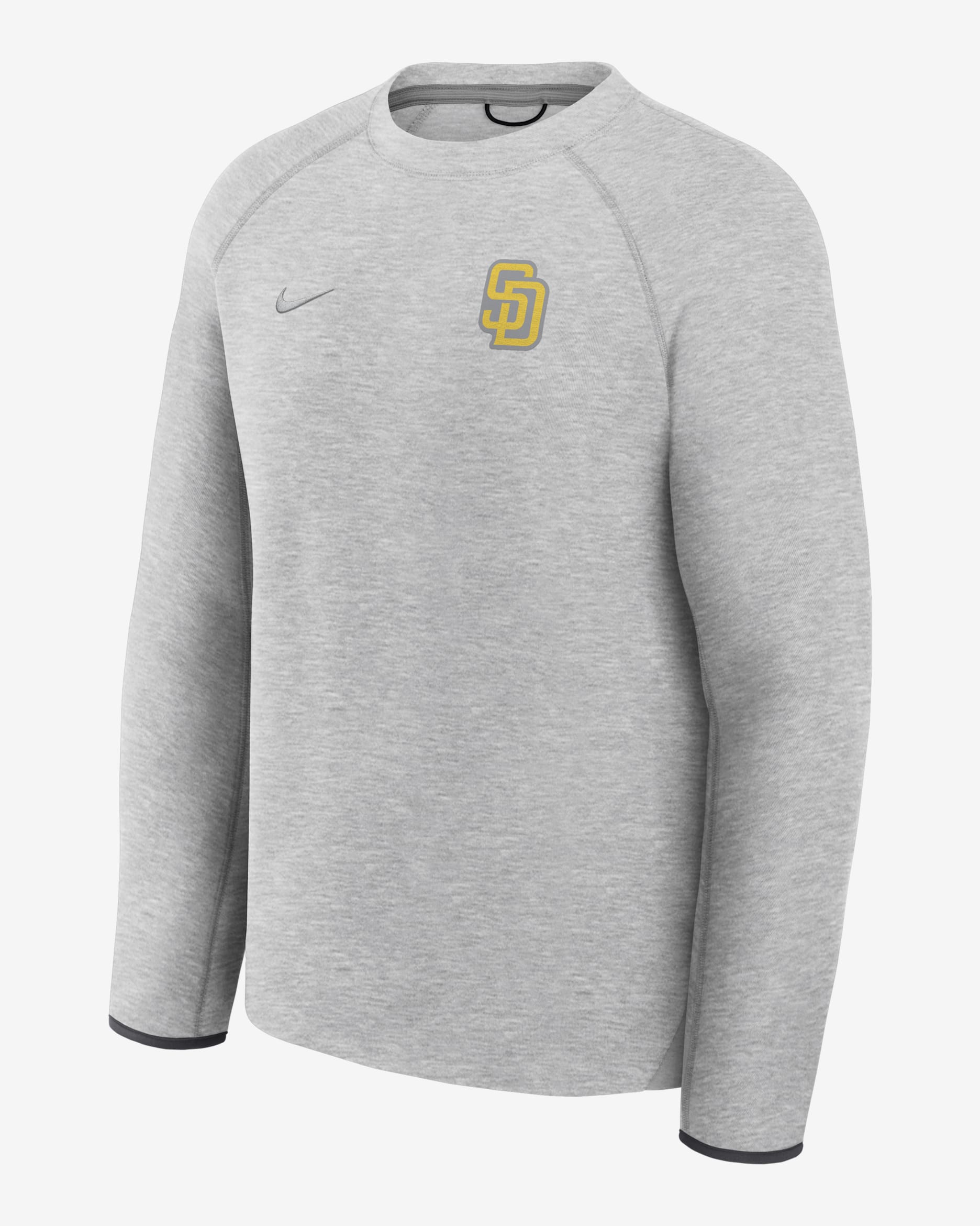 Sudadera de cuello redondo sin cierre Nike de la MLB para hombre San Diego Padres Tech Fleece - Carbón jaspeado