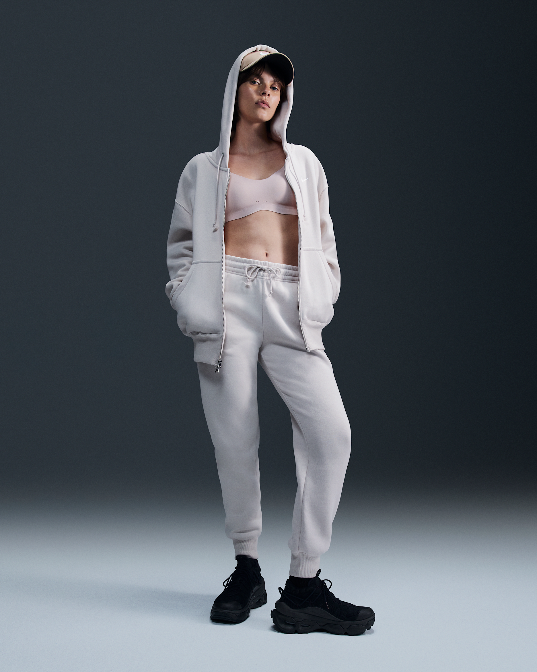 Hoodie folgado com fecho completo Nike Sportswear Phoenix Fleece para mulher - Castanho Orewood claro/Sail