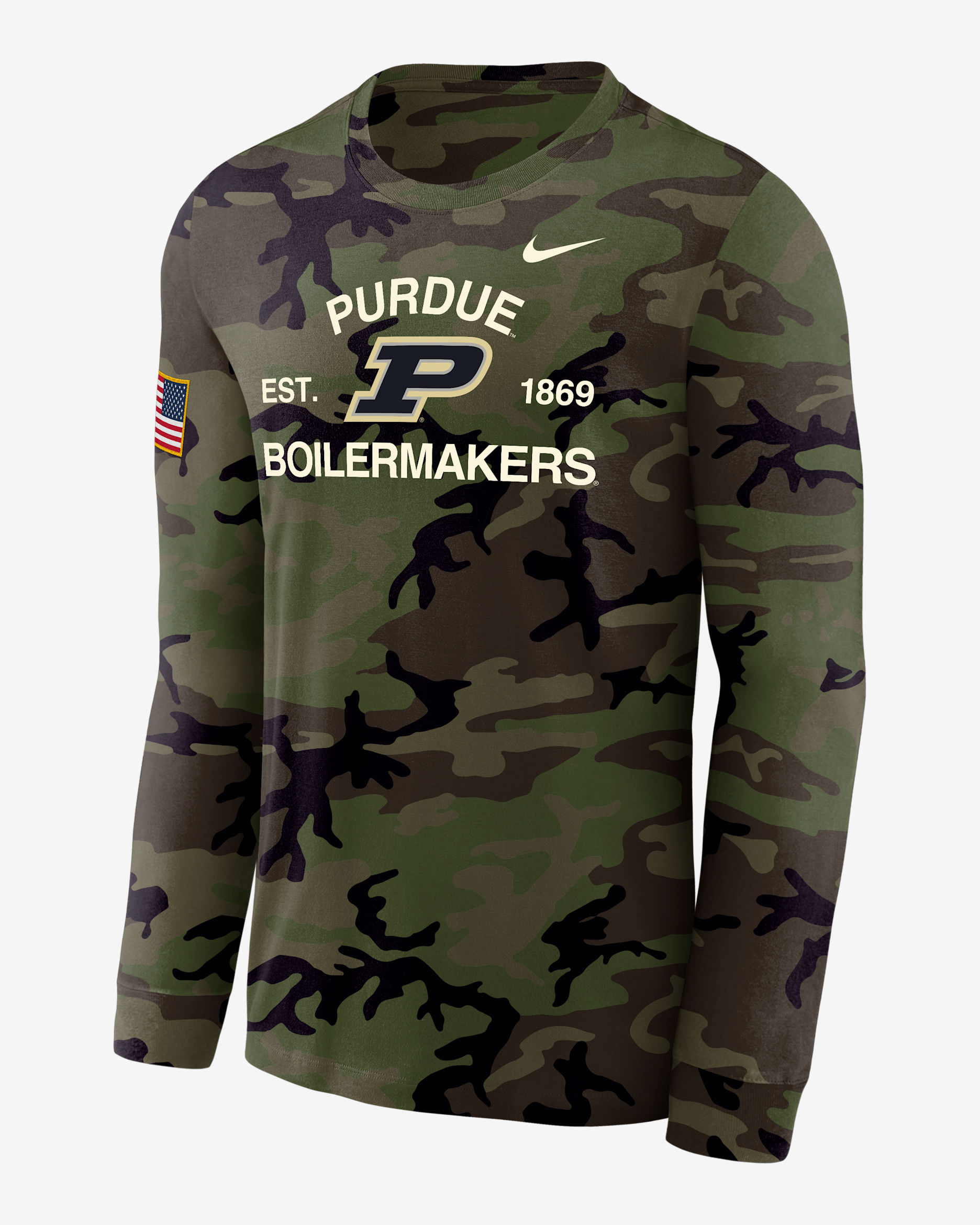 Playera de manga larga Nike Dri-FIT para hombre Purdue Boilermakers Legend - Oliva medio/Verde camuflaje