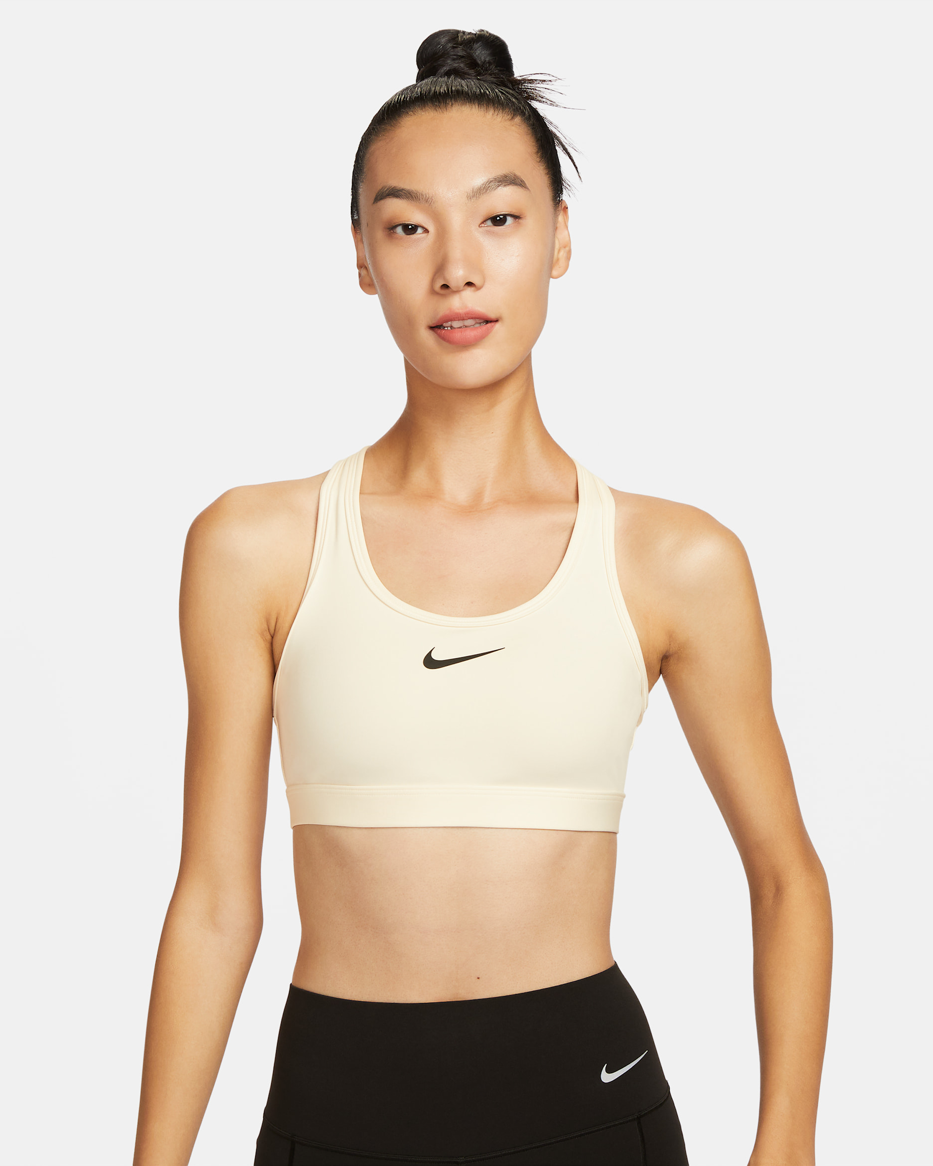 Nike Swoosh Medium-Support Women's Padded Sports Bra - Pale Ivory/Stone Mauve/Black