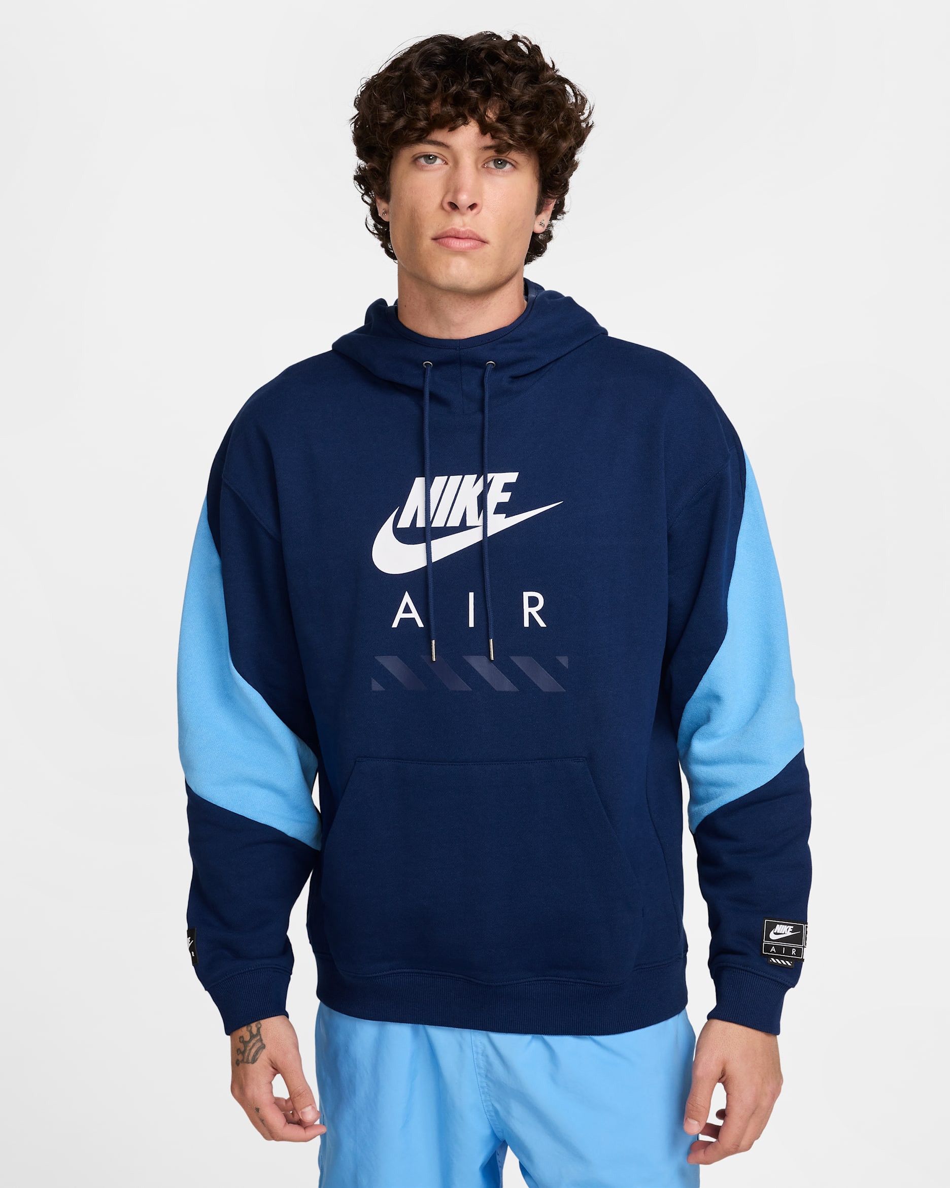 Sudadera con gorro sin cierre de tejido Fleece para hombre Nike Air - Azul vacío/Azul universitario/Blanco