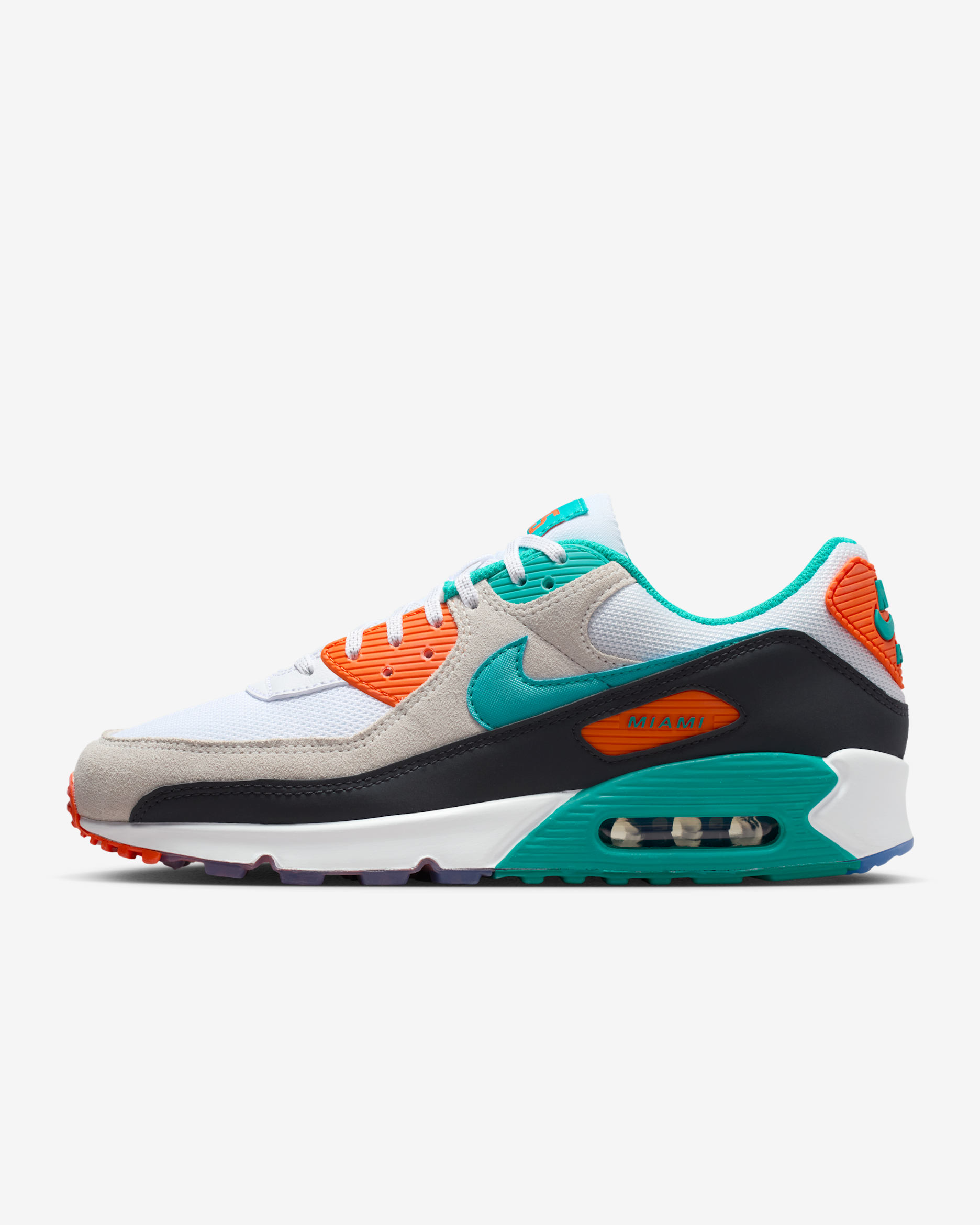 Miami Dolphins Air Max 90 Men's Nike Shoes - White/Pitch Blue/Turbo Green