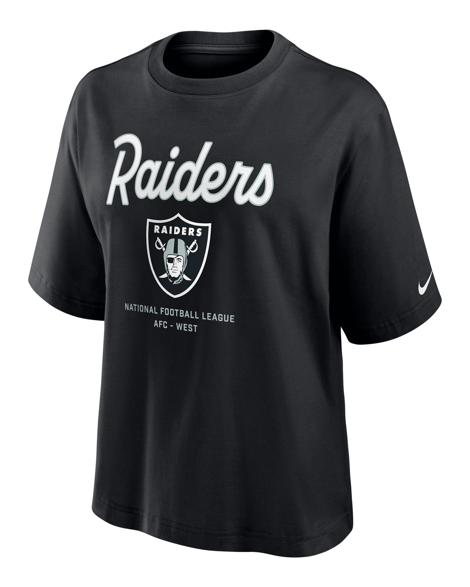 Las Vegas Raiders Essential Script Boxy Women's Nike NFL T-Shirt - Black