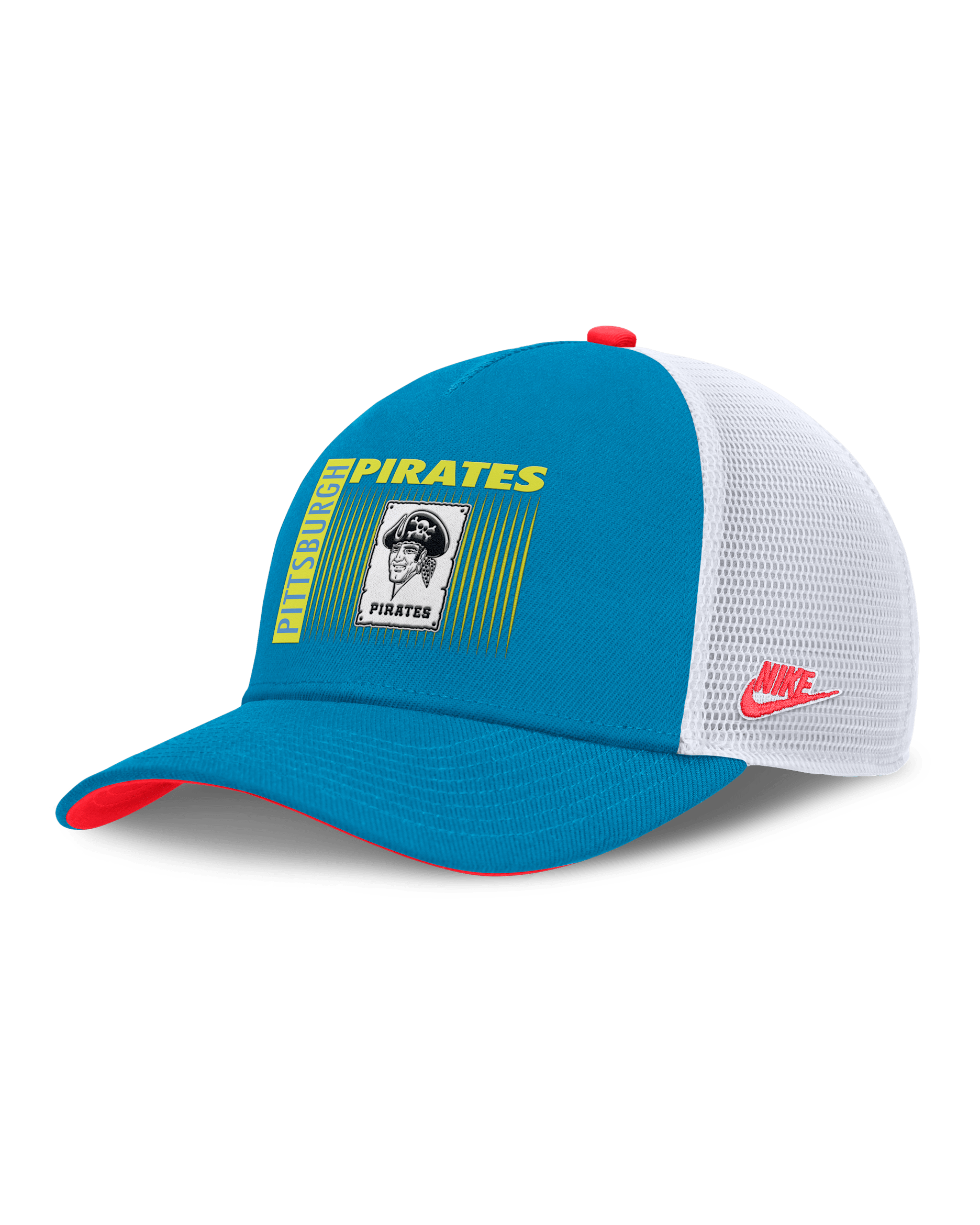 Gorra de rejilla Nike Dri-FIT de la MLB ajustable para hombre Pittsburgh Pirates Neon 90s Rise - Azul