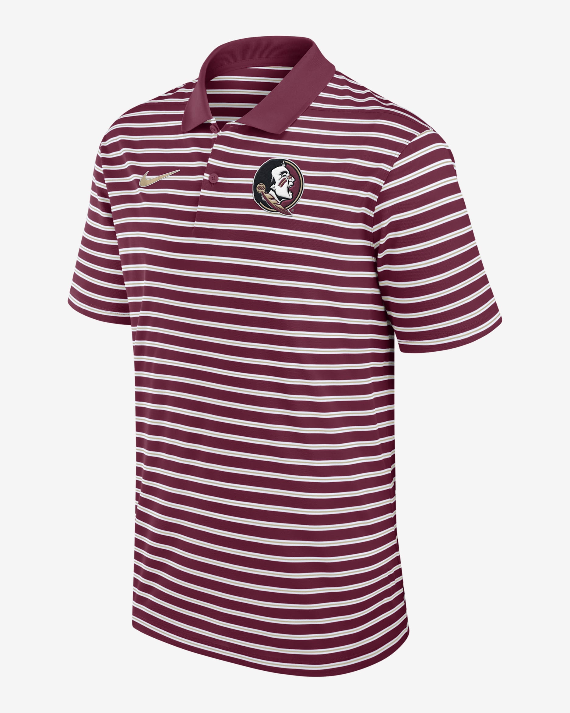 Florida State Seminoles Primetime Victory Striped Men's Nike Dri-FIT College Polo - Garnet