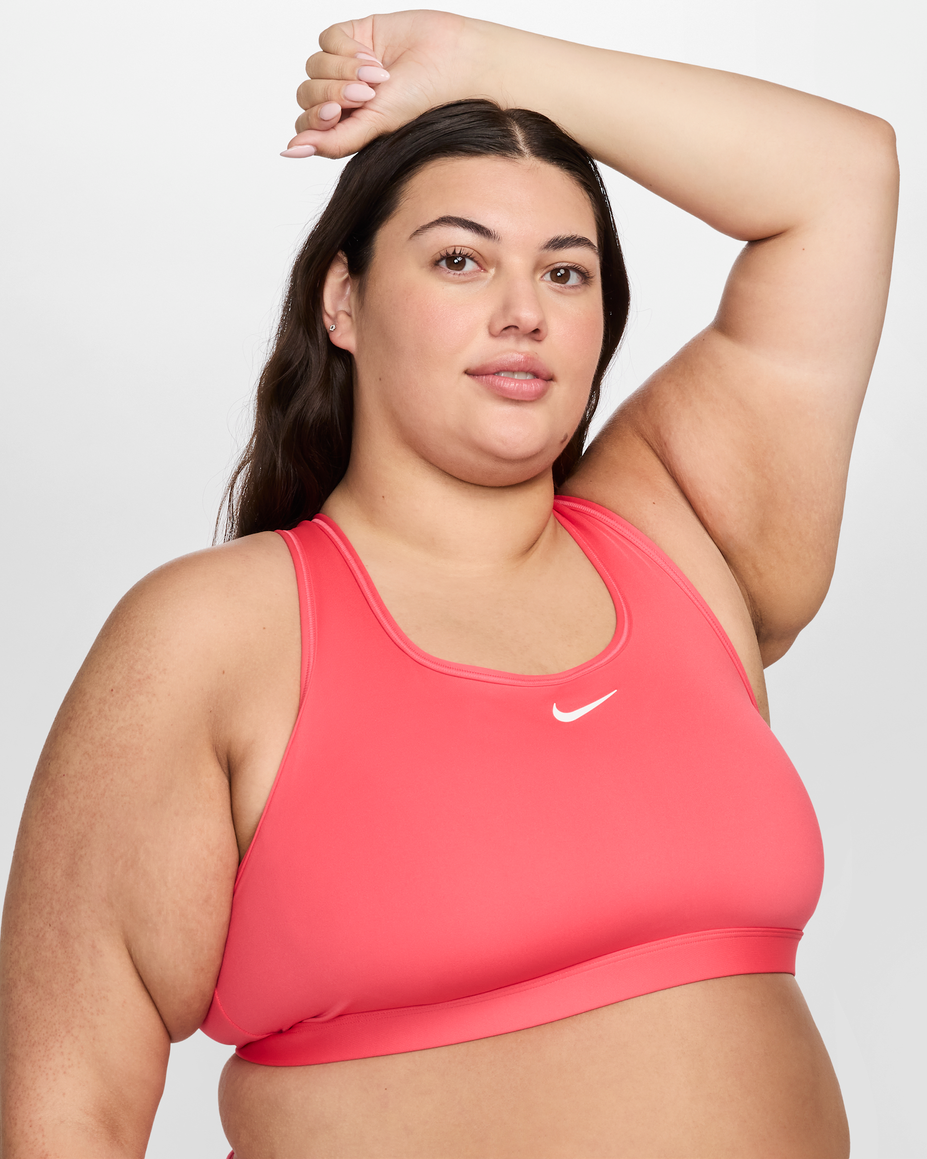 Nike Swoosh Medium Support Women's Padded Sports Bra (Plus Size) - Aster Pink/White