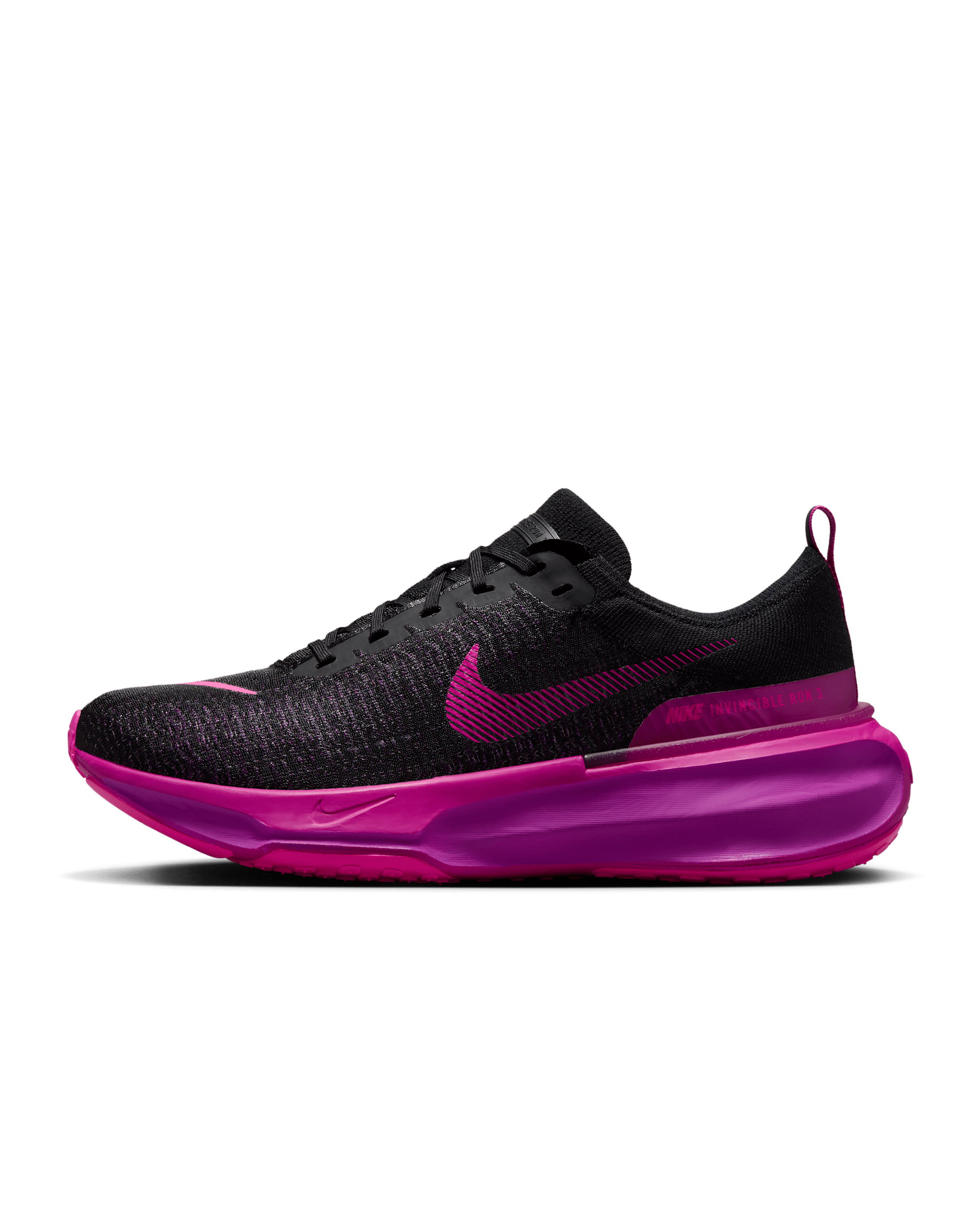 Nike Invincible 3 Men's Road Running Shoes - Black/Vivid Grape/Hyper Violet/Laser Fuchsia