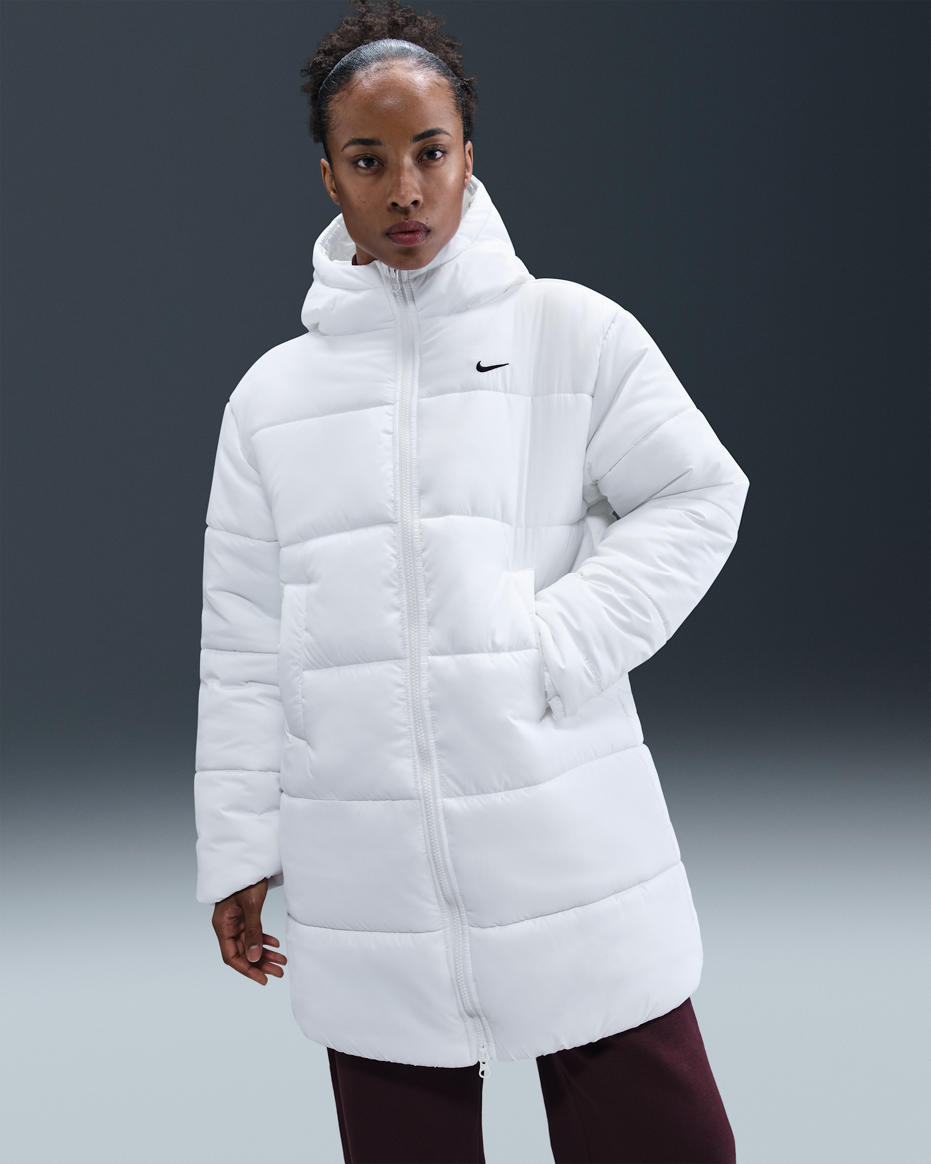 Nike Sportswear Classic Women's Therma-FIT Loose Hooded Parka - White/Black