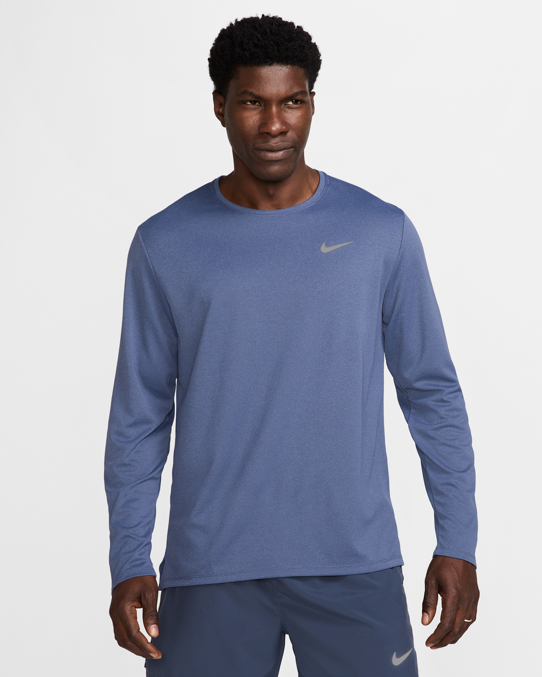 Nike Miler Men's Dri-FIT UV Long-Sleeve Running Top - Diffused Blue/Thunder Blue/Heather