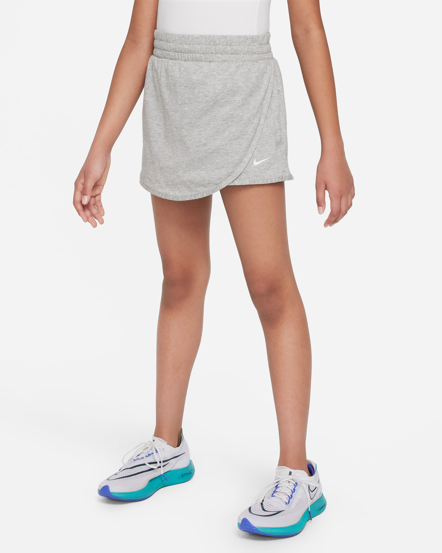 Nike Big Kids' (Girls') Breezy Mid-Rise Skort - Dark Grey Heather/White