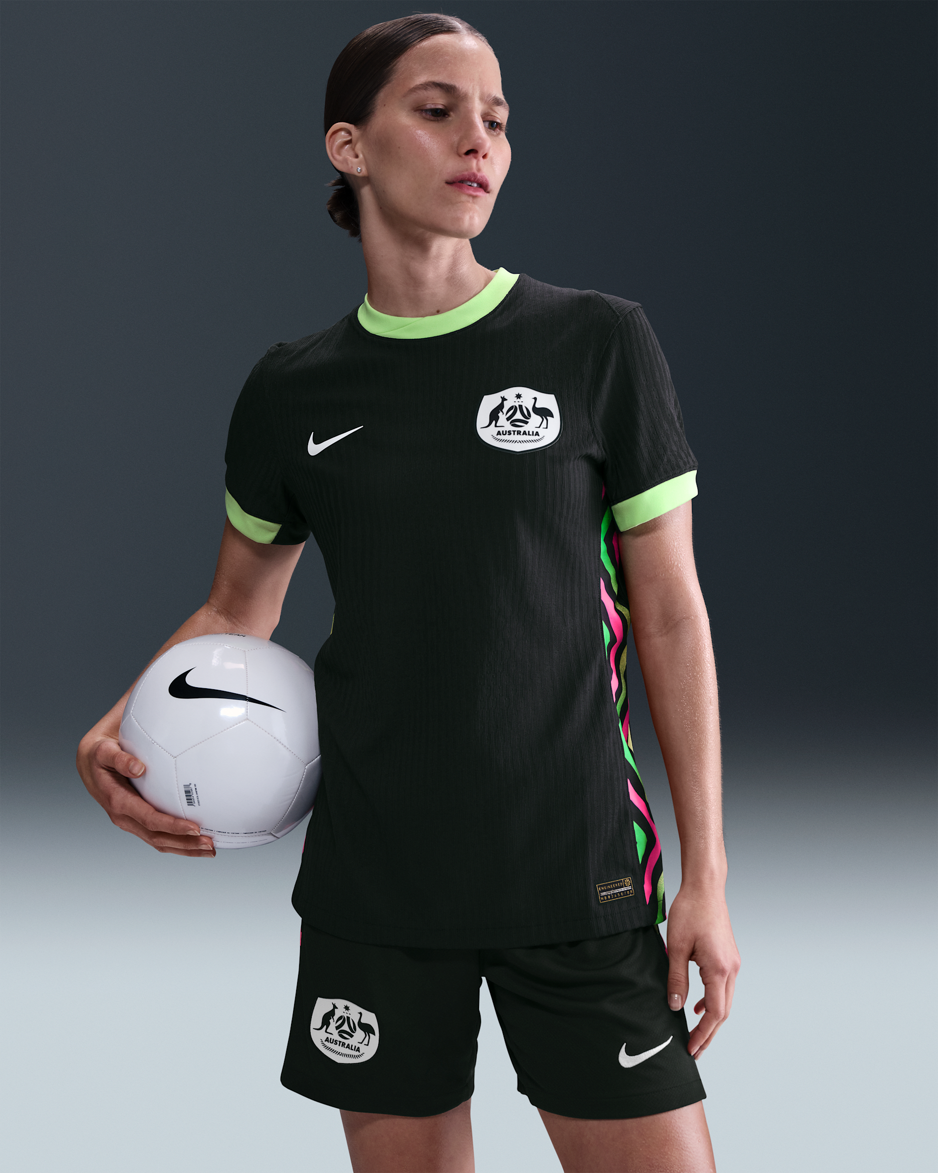 Australia 2025/26 Match Away Women's Nike Dri-FIT ADV Football Authentic Shirt - Night Forest/Lime Blast/White