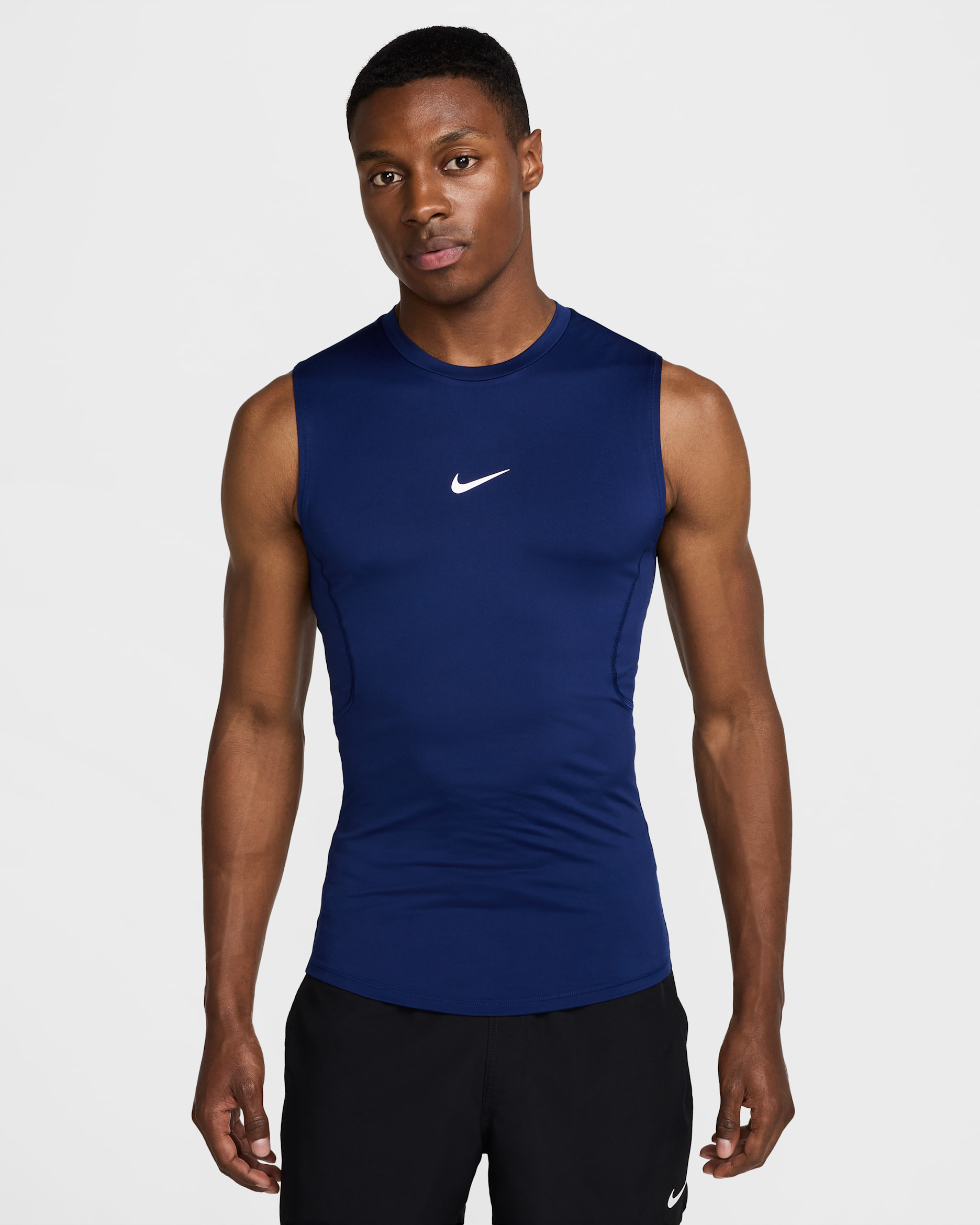 Playera de fitness ajustada sin mangas Dri-FIT para hombre Nike Pro - Azul vacío/Blanco