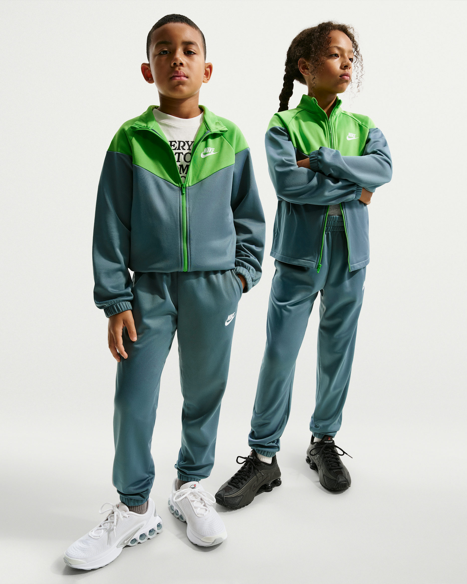 Nike Sportswear Older Kids' Dri-FIT Tracksuit - Mineral Slate/Mean Green/White