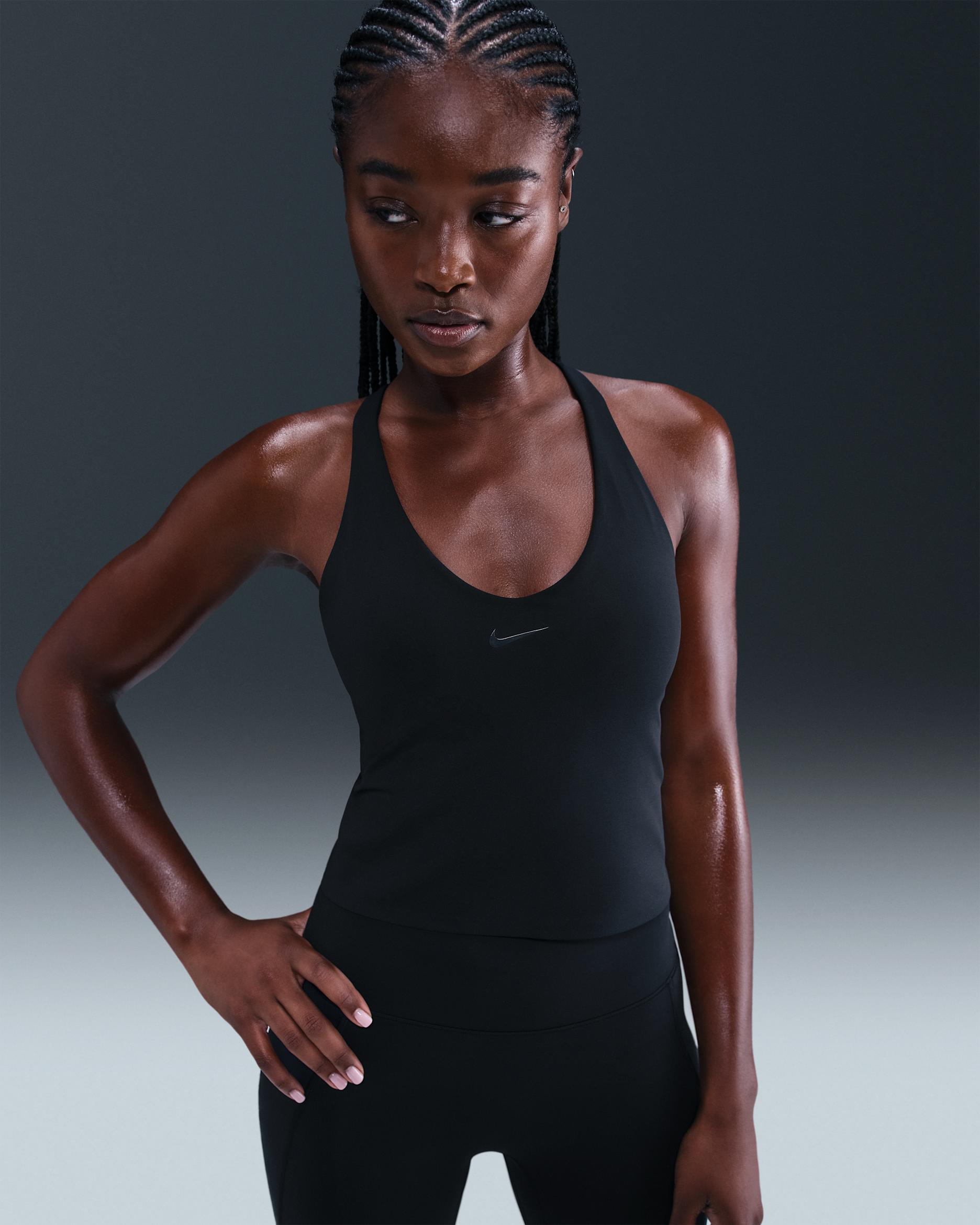 Nike Universa Women's Medium-Support Padded Sports Bra Tank - Black/Anthracite/Dark Smoke Grey