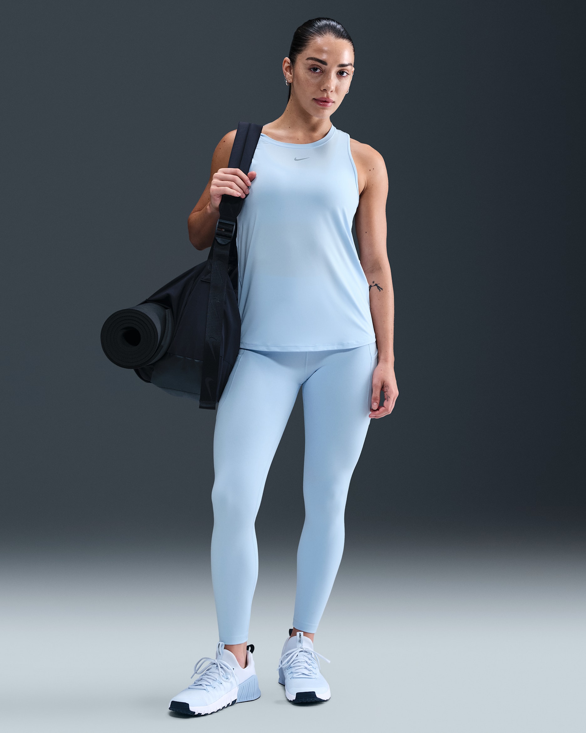 Nike One Women's High-Waisted 7/8 Leggings with Pockets - Celestine Blue