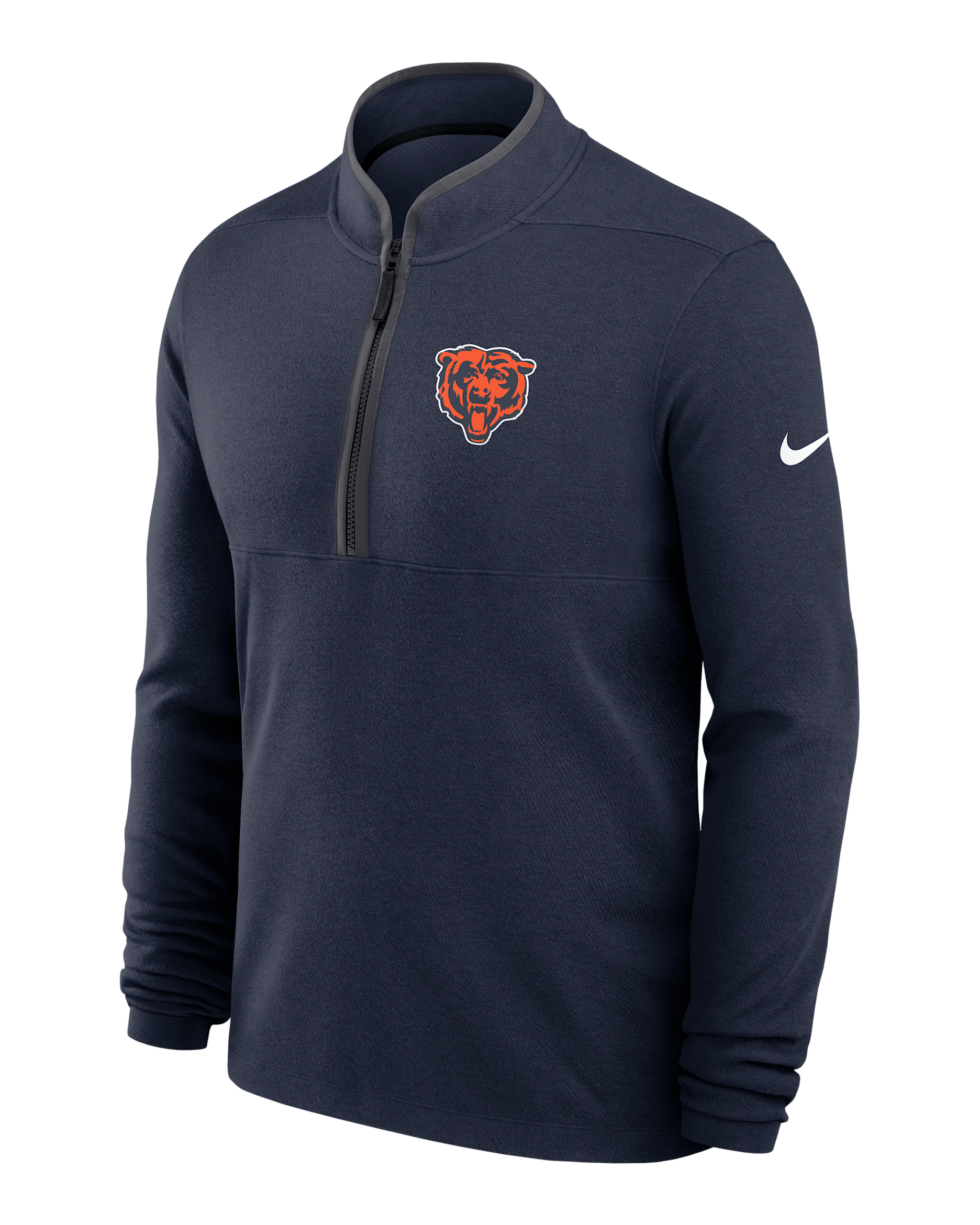 Playera de manga larga Nike Dri-FIT de la NFL de medio cierre para hombre Chicago Bears Logo Victory - Azul marino
