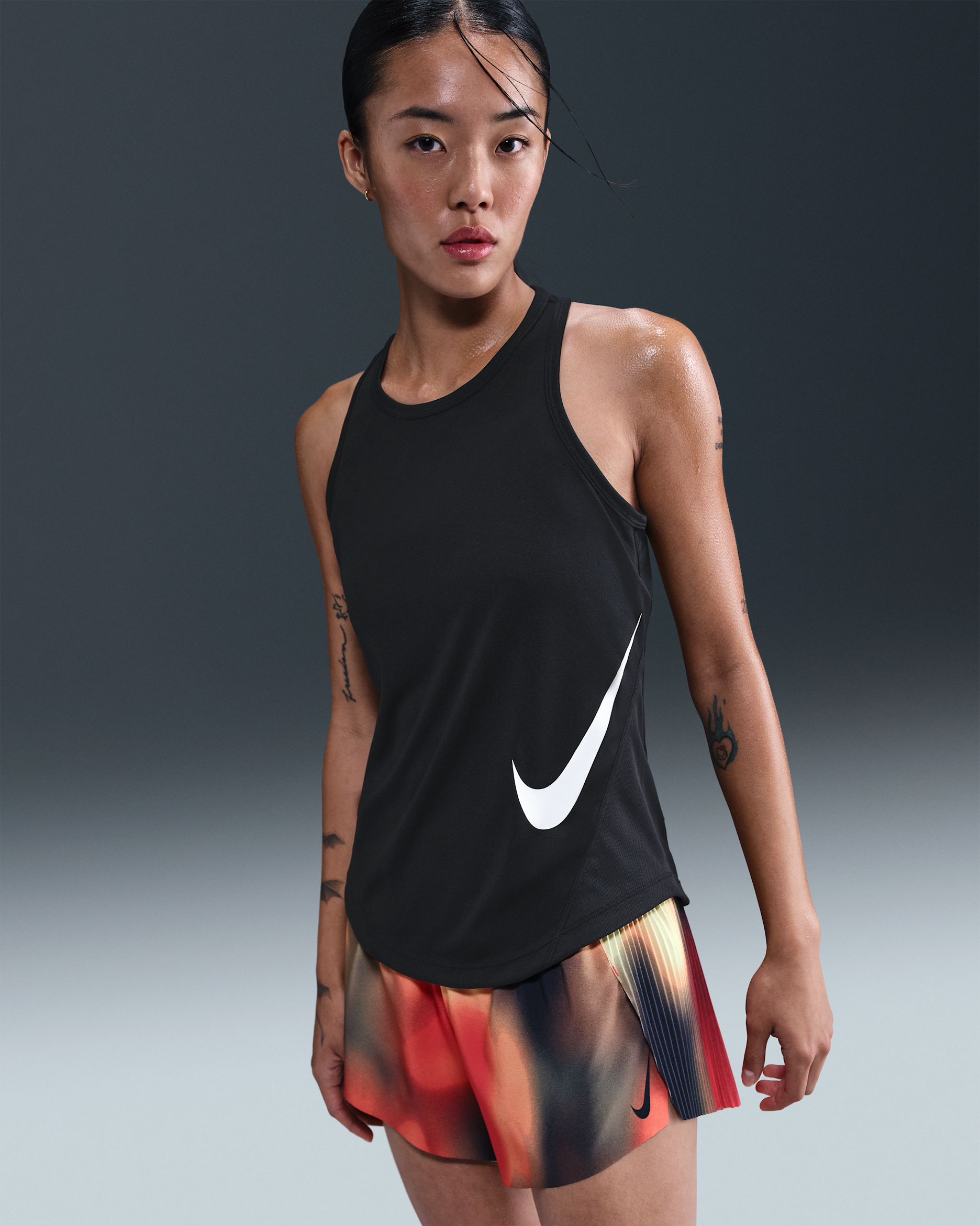 Nike Tempo Swoosh Run Women's Dri-FIT Running Tank Top - Black/White