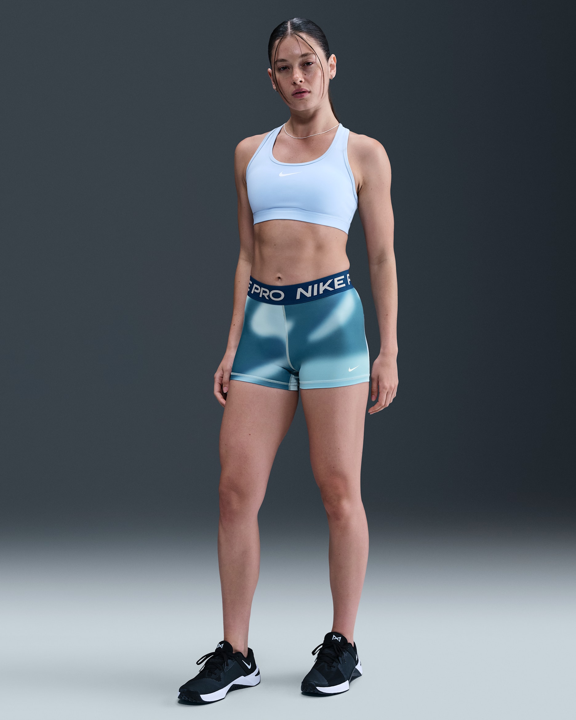 Nike Pro Women's Dri-FIT 3" Shorts - Light Armory Blue/Celestine Blue/Psychic Blue