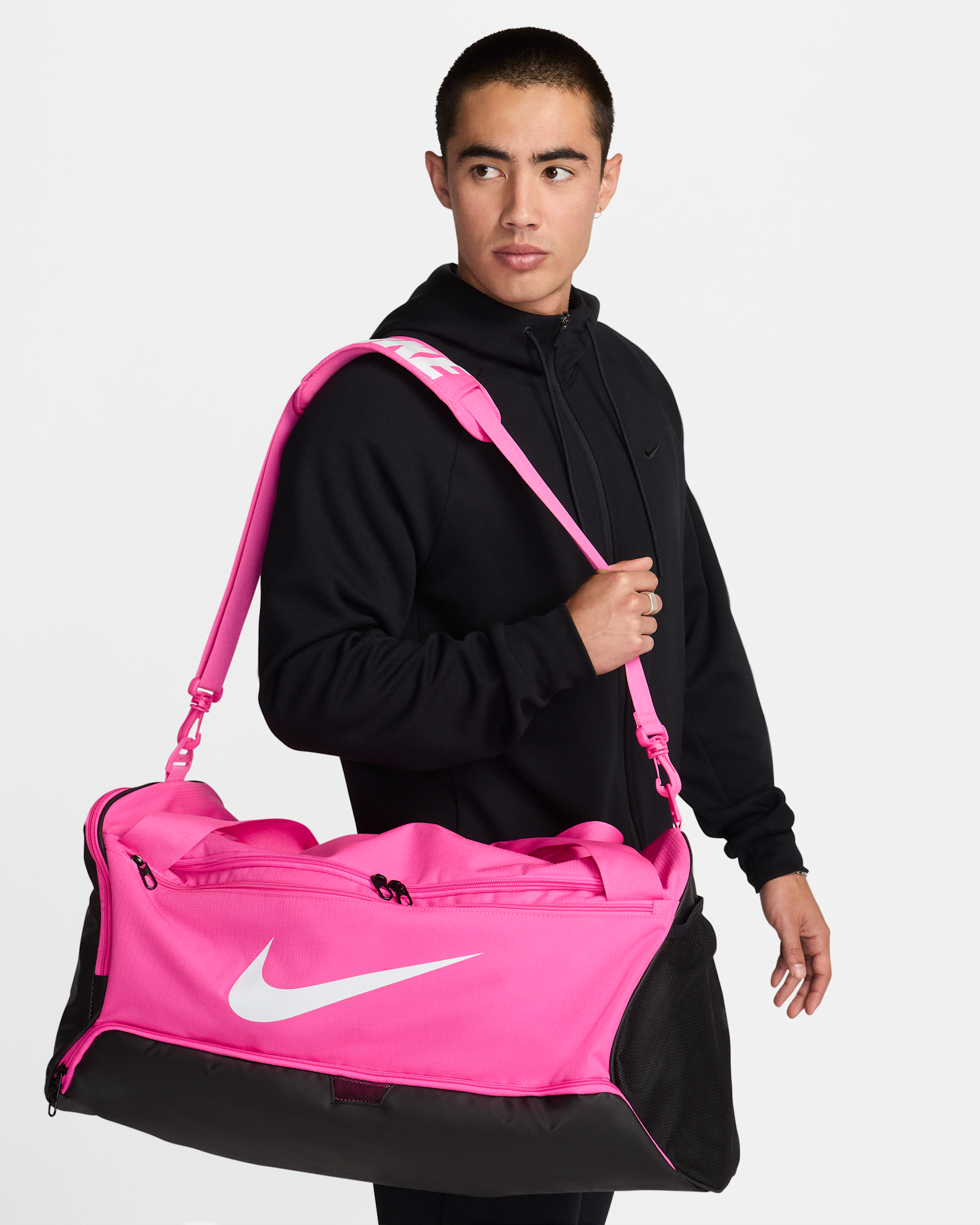Nike Brasilia 9.5 Training Duffel Bag (Medium, 60L) - Laser Fuchsia/Black/White