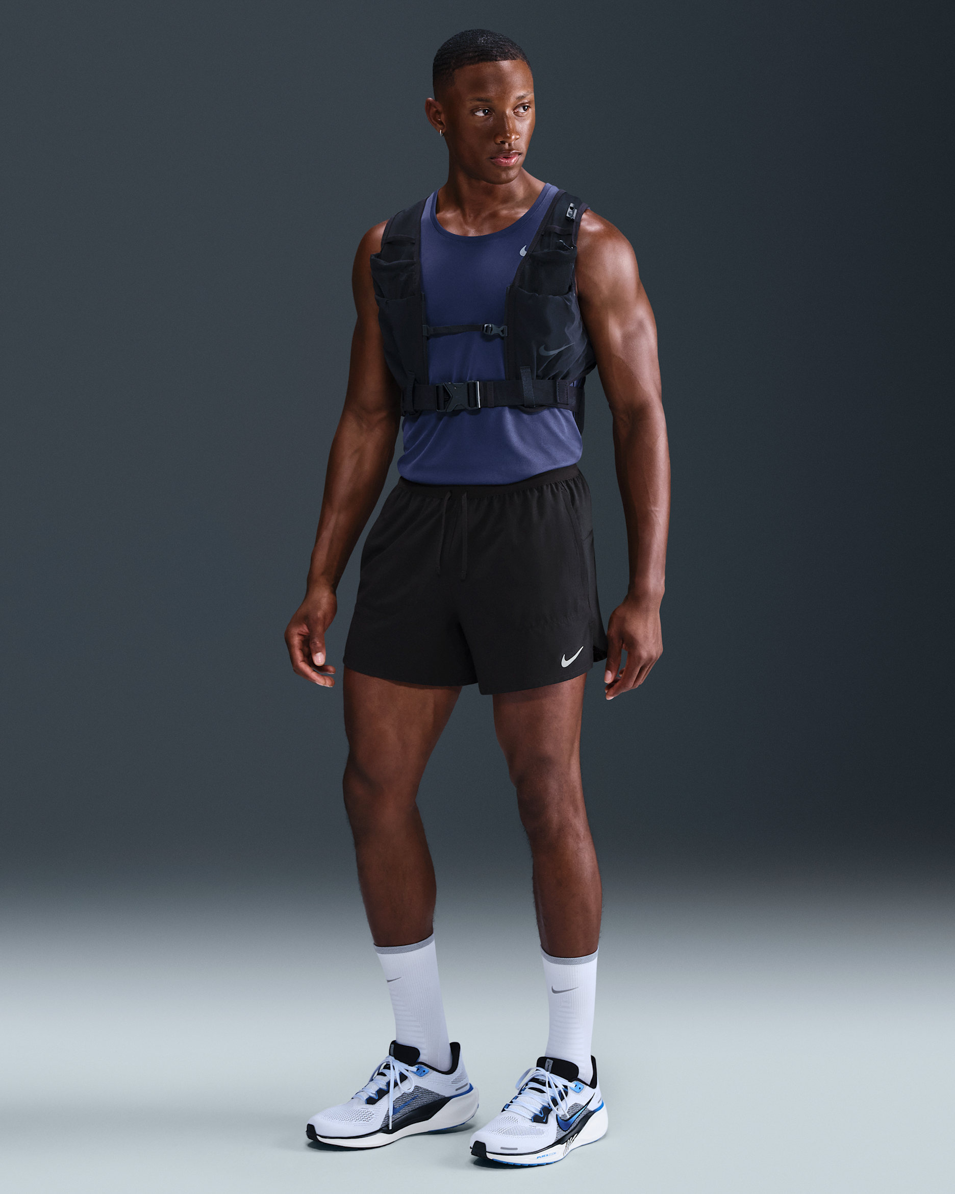 Nike Stride Men's Dri-FIT 12.5cm (approx.) Brief-Lined Perforated Running Shorts - Black/Black/Black