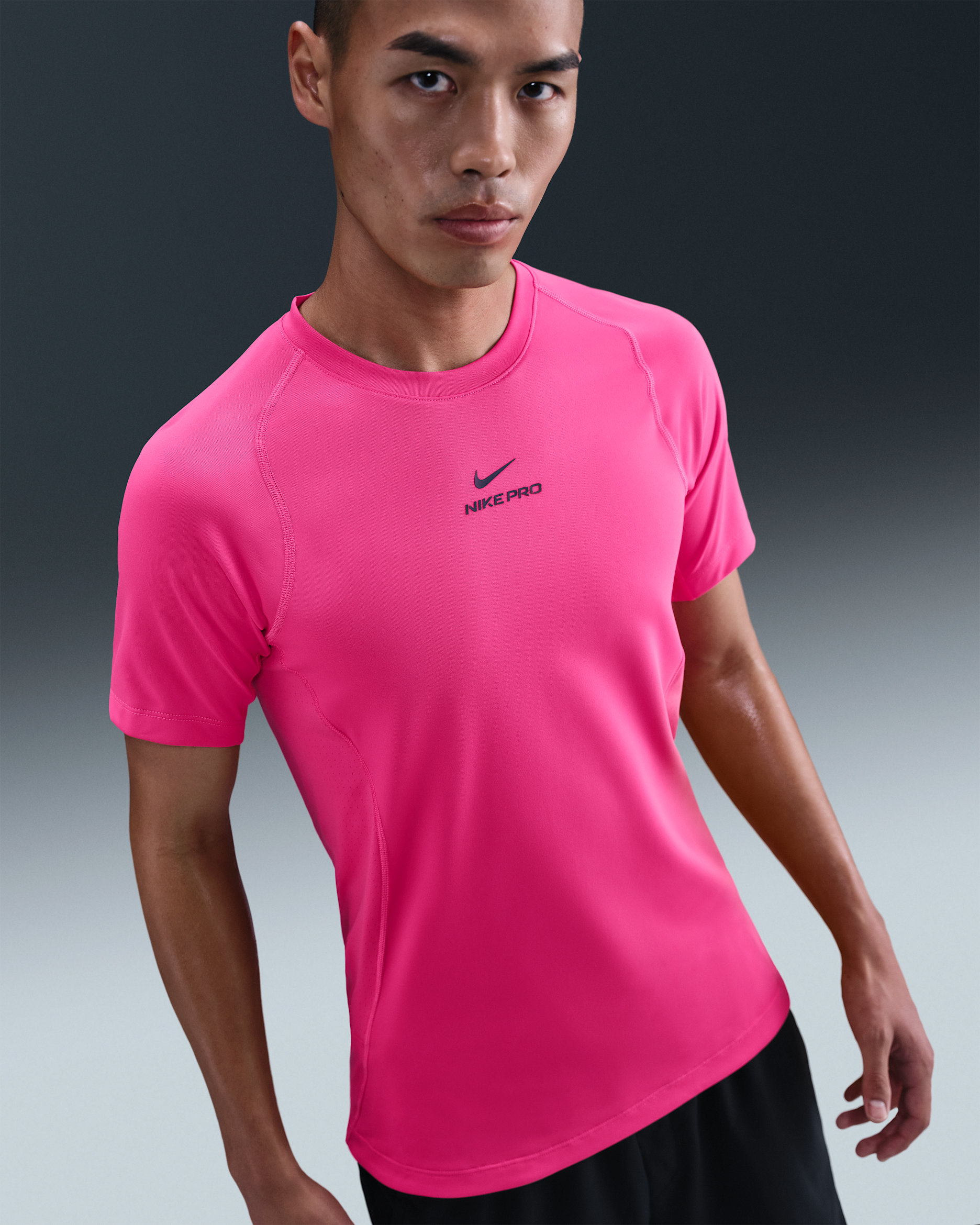 Nike Pro Training Men's Dri-FIT Short-Sleeve Top - Rush Pink/Black