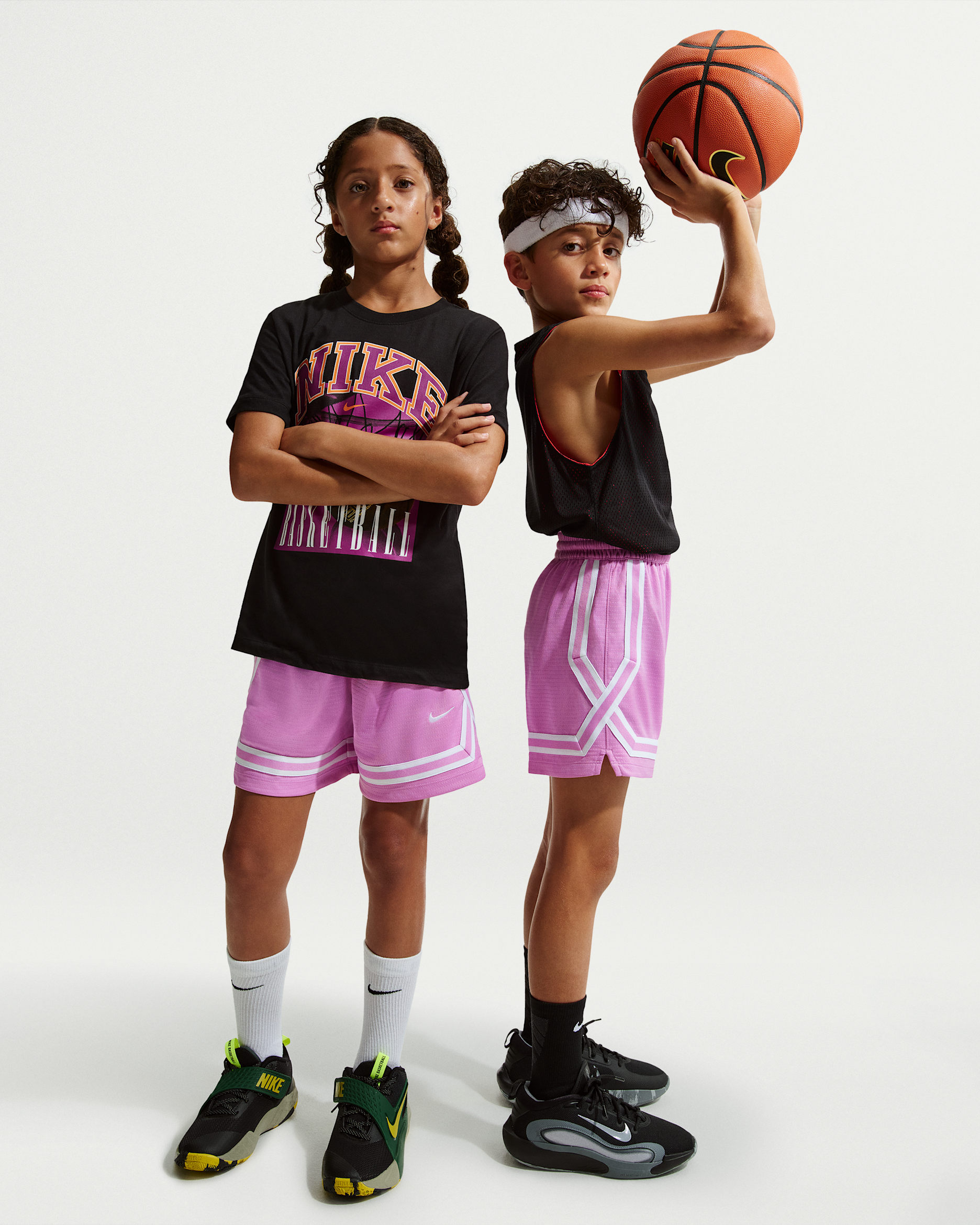 Nike Crossover Big Kids' Dri-FIT 5" Basketball Shorts - Light Magenta/White
