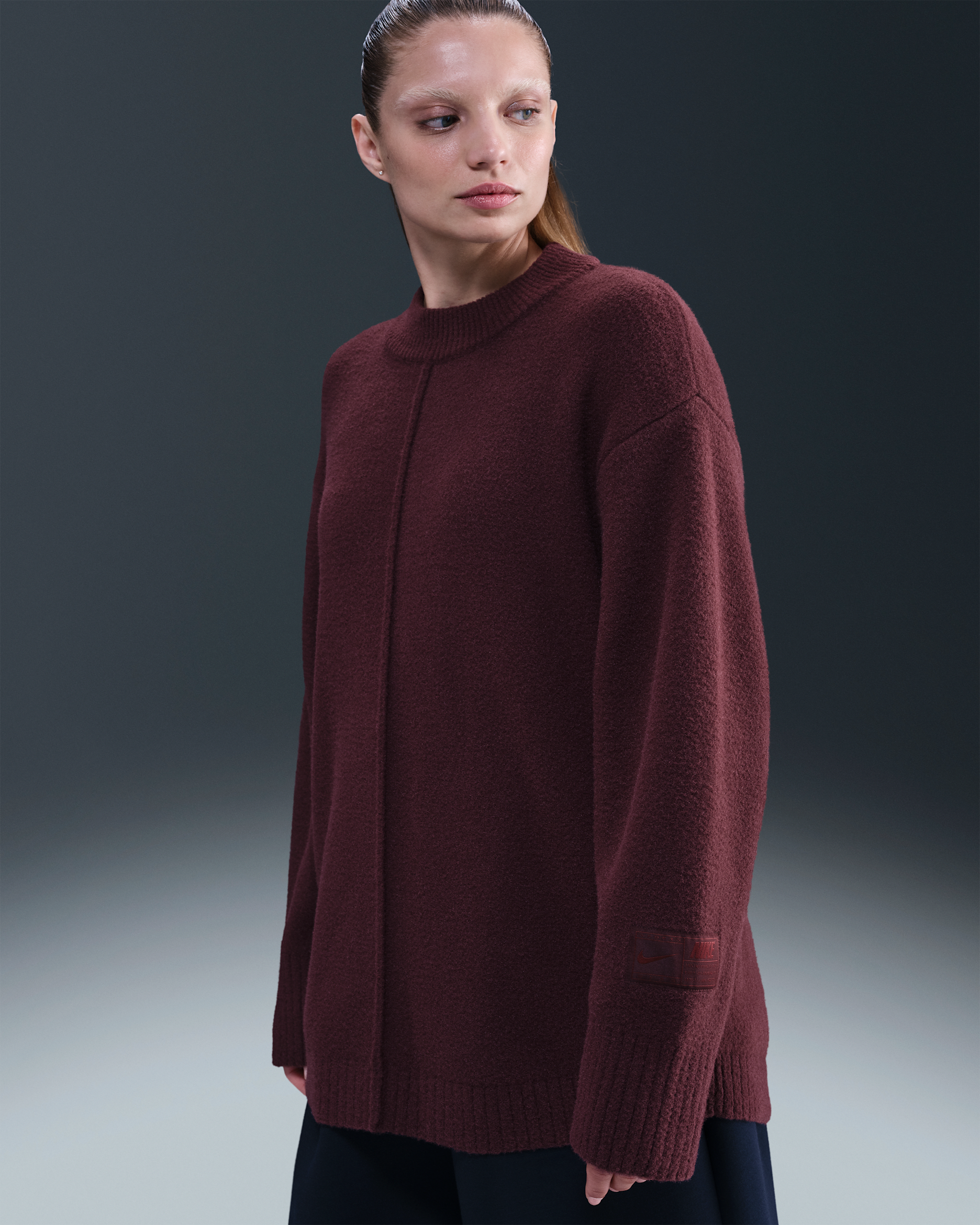 Nike Sportswear Women's Crew-Neck Sweater - Burgundy Crush/Dark Team Red