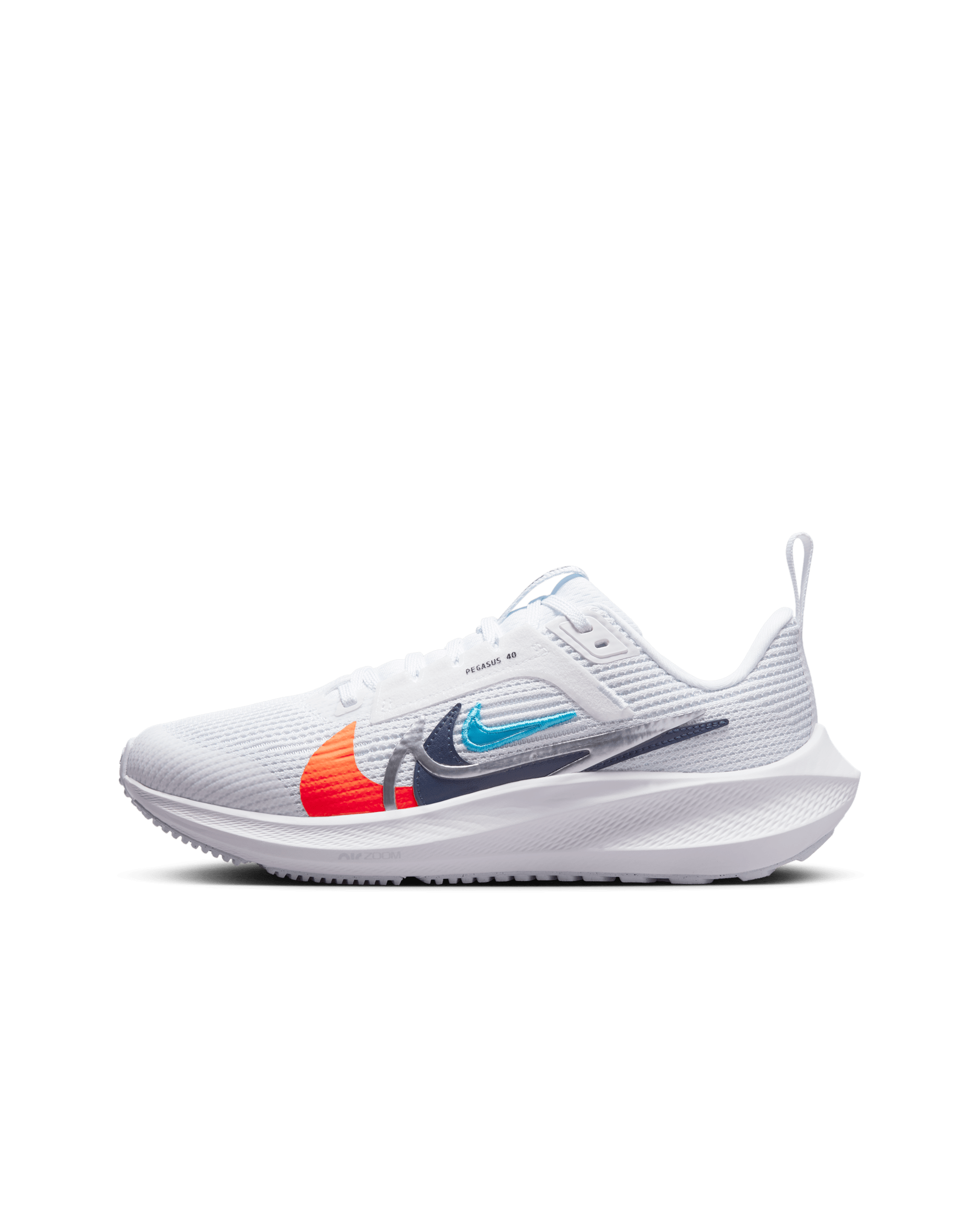Nike Air Zoom Pegasus 40 PR Older Kids' Road Running Shoes - White/Football Grey/Multi-Colour