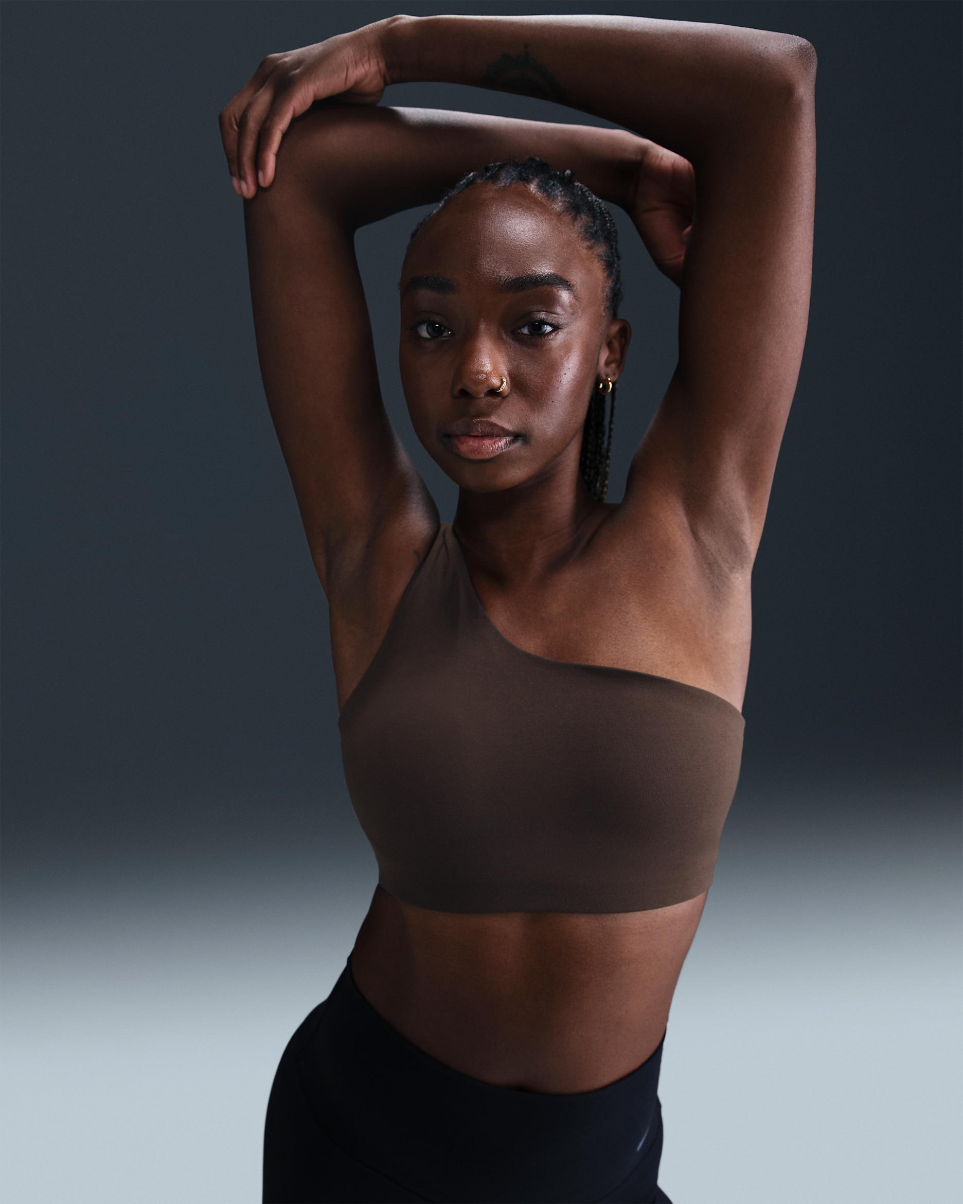 Nike Zenvy Asymmetrical Women's Light-Support Padded Sports Bra - Baroque Brown/White