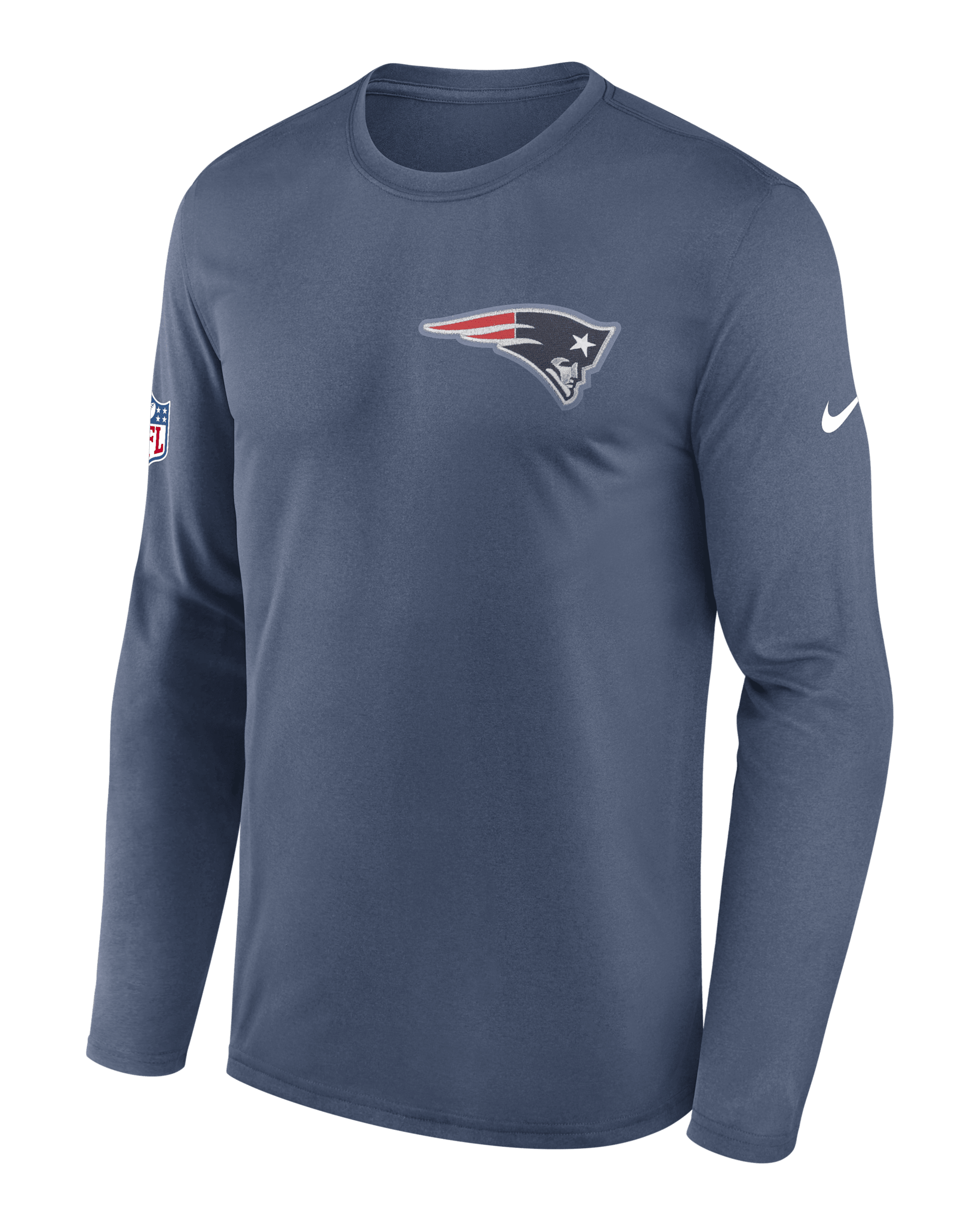 New England Patriots Rivalries Collection Sideline Legend Small Logo Men's Nike Dri-FIT NFL Long-Sleeve T-Shirt - Blue