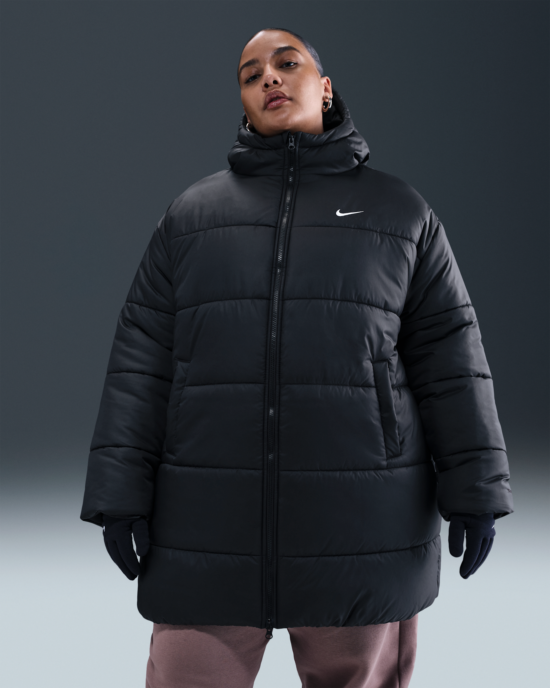 Nike Sportswear Classic Women's Therma-FIT Loose Parka (Plus Size) - Black/White
