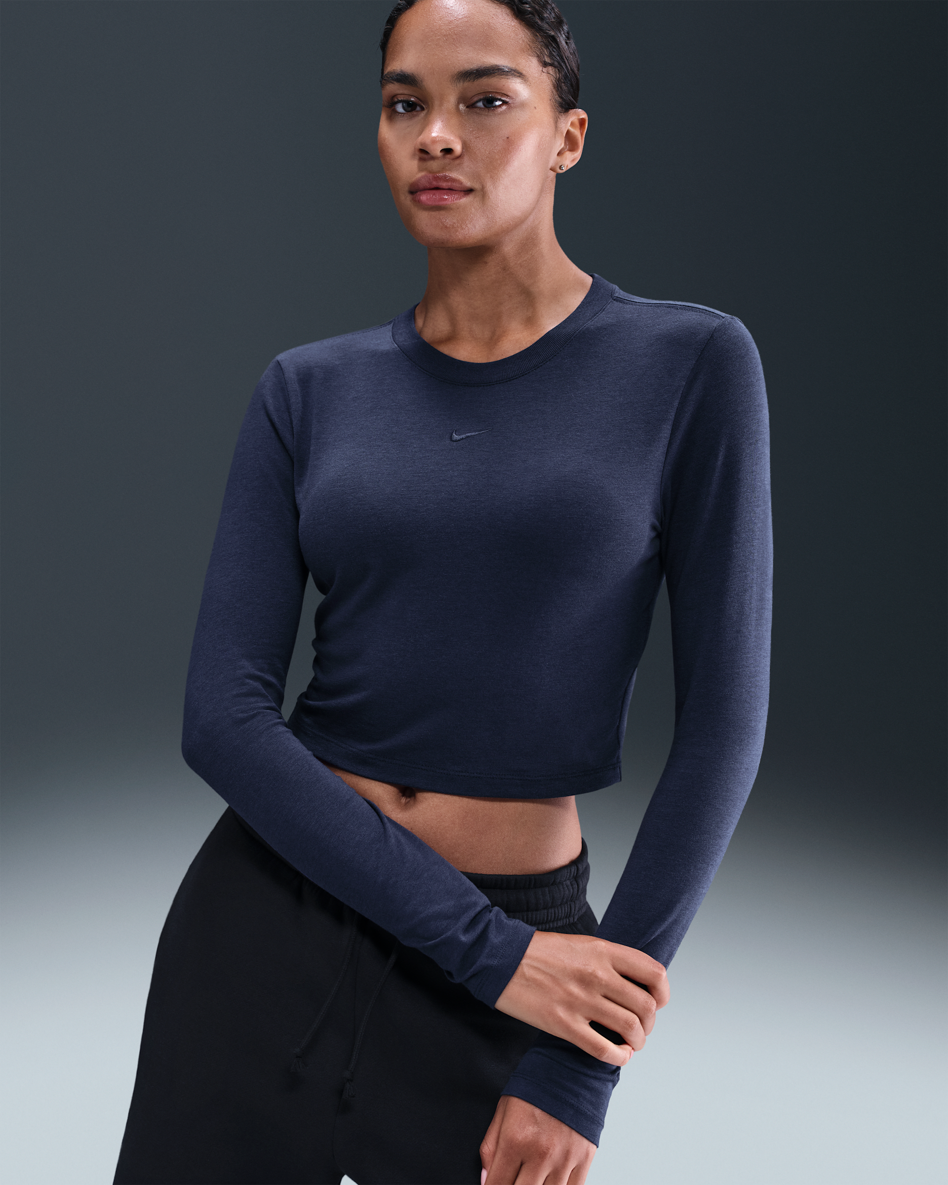 Nike Sportswear Chill Knit Women's Slim Long-Sleeve Cropped Top - Midnight Navy
